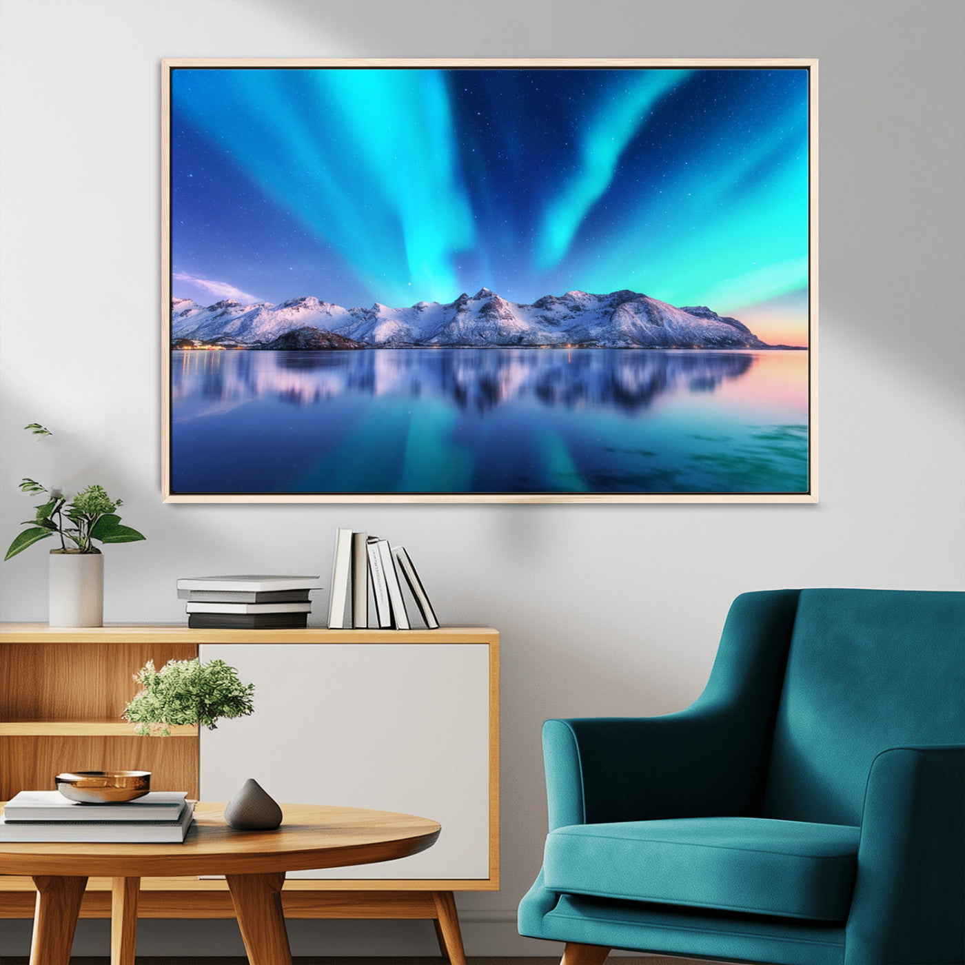 MGV-FC-36X24 - Northern Lights above Mountain Wall Art, Northern Lights Wall Art Canvas Print