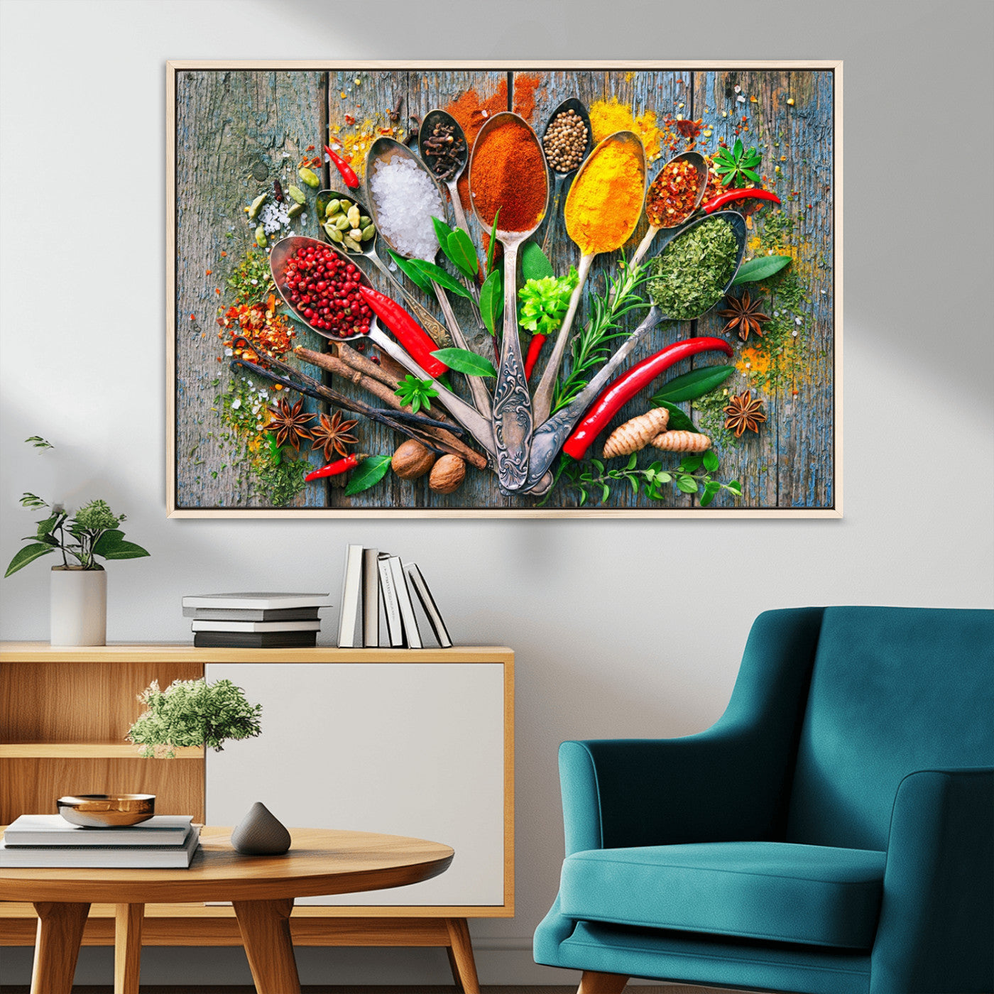 MGV-FC-36X24 - Kitchen Wall Art Print - Spoonful of Spices Cooking Wall Art Canvas Print - Vibrant Kitchen Decor