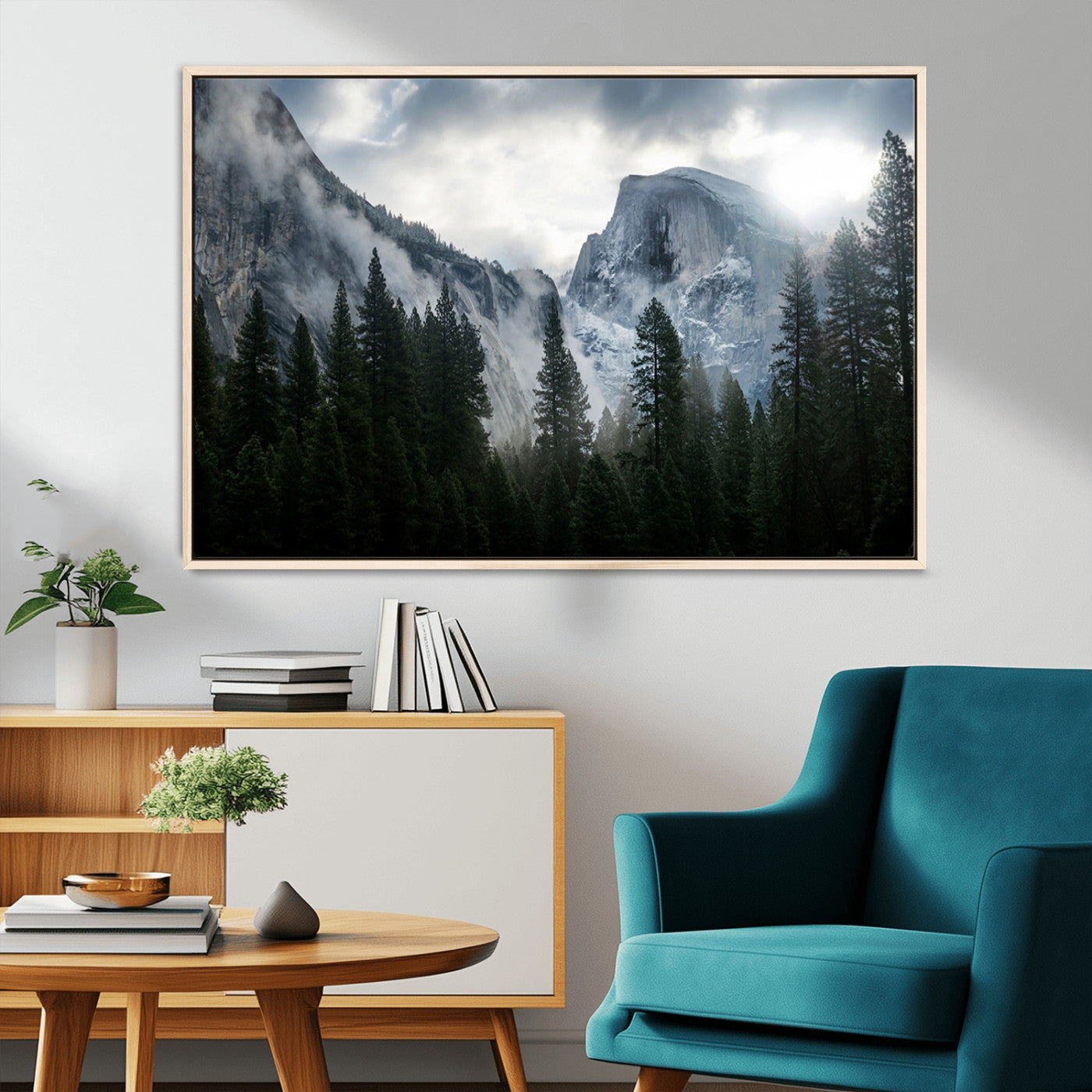 MGV-FC-36X24 - Yosemite National Park El Capitan Foggy Mountain Wall Art | Large Canvas Print for Living Room,