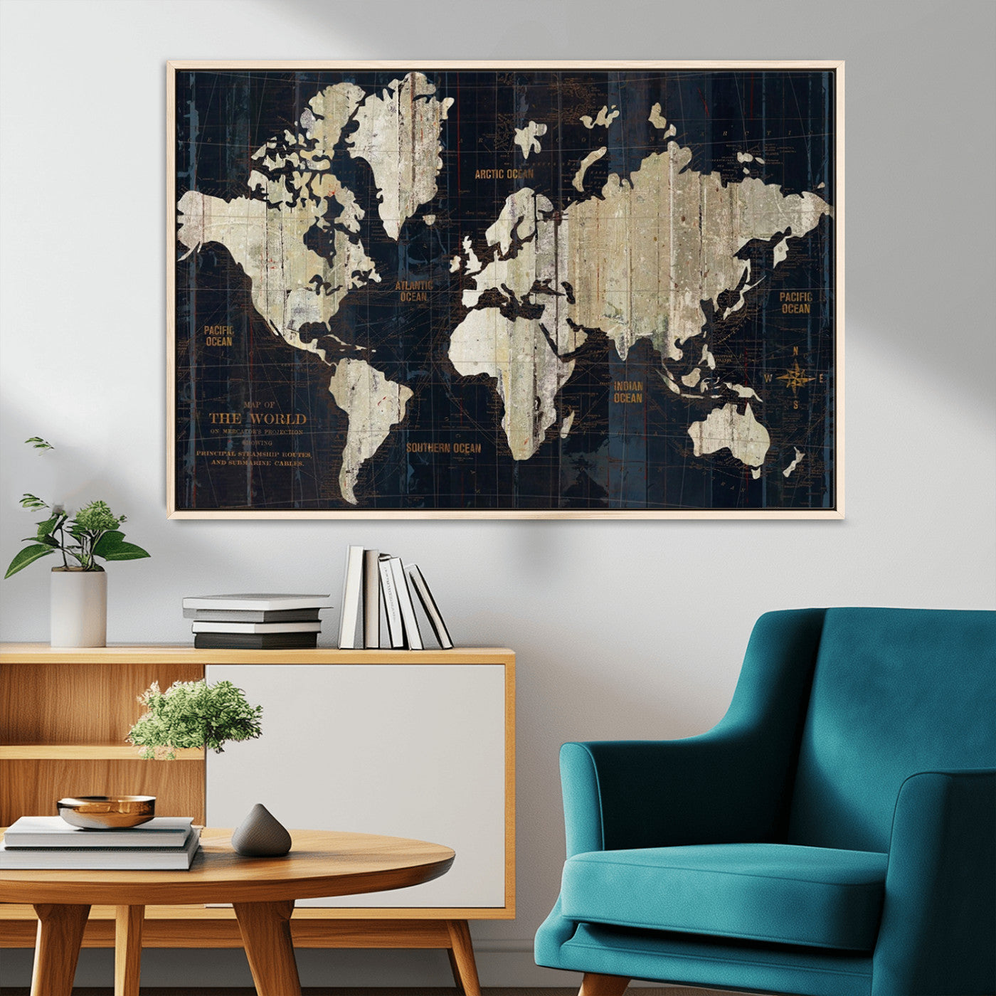 MGV-FC-36X24 - Push Pin World Map Canvas Print – Framed Wall Art for Couples to Track Their Travels – Anniversary