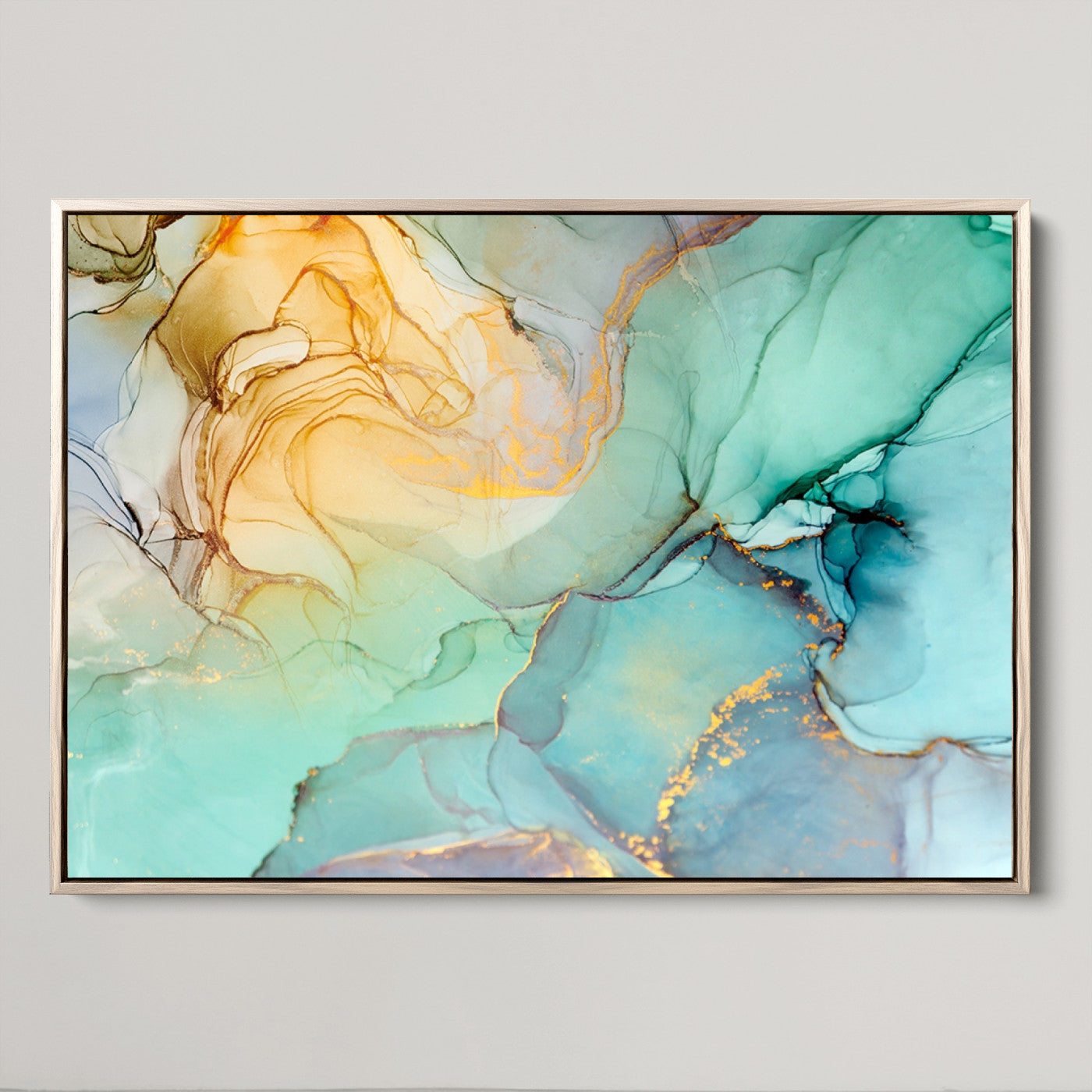 47242-MGV-CV-36X24-Green Marble Fluid Effect Wall Art Abstract Canvas Wall Art Print