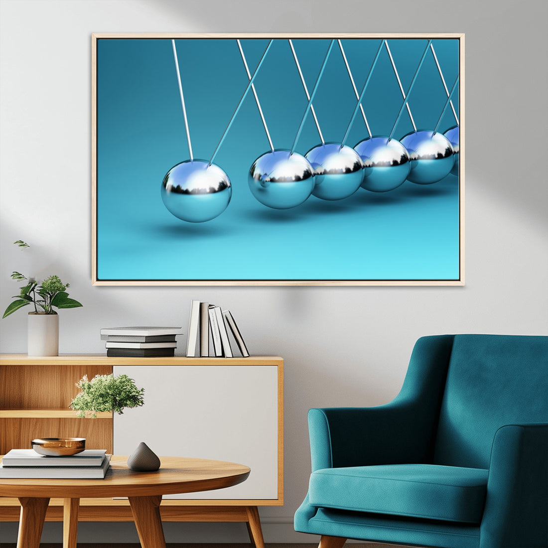 Wall Art Newton's Cradle Canvas Print | Framed Newton Cradle Office Art