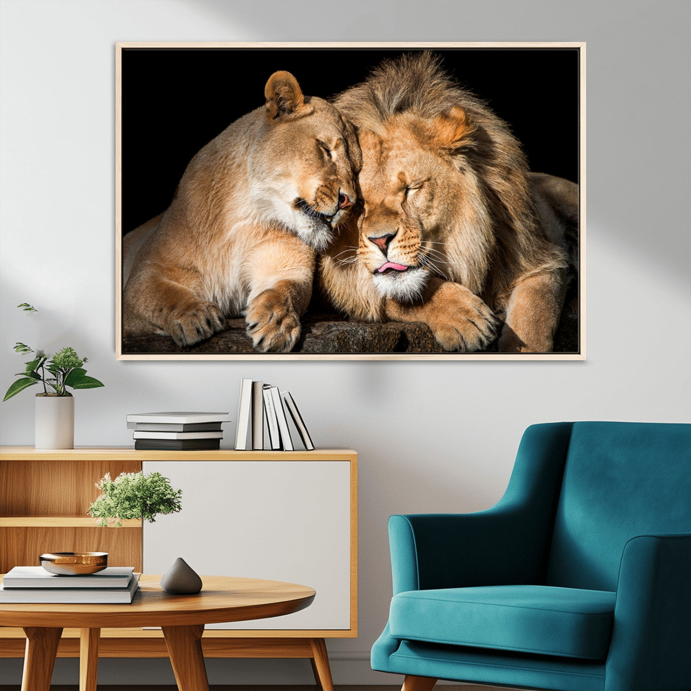 MGV-FC-36X24 - Lion and Lioness Wall Art Print Canvas | 3-Panel African Wildlife Canvas Print | Animal-Themed Art