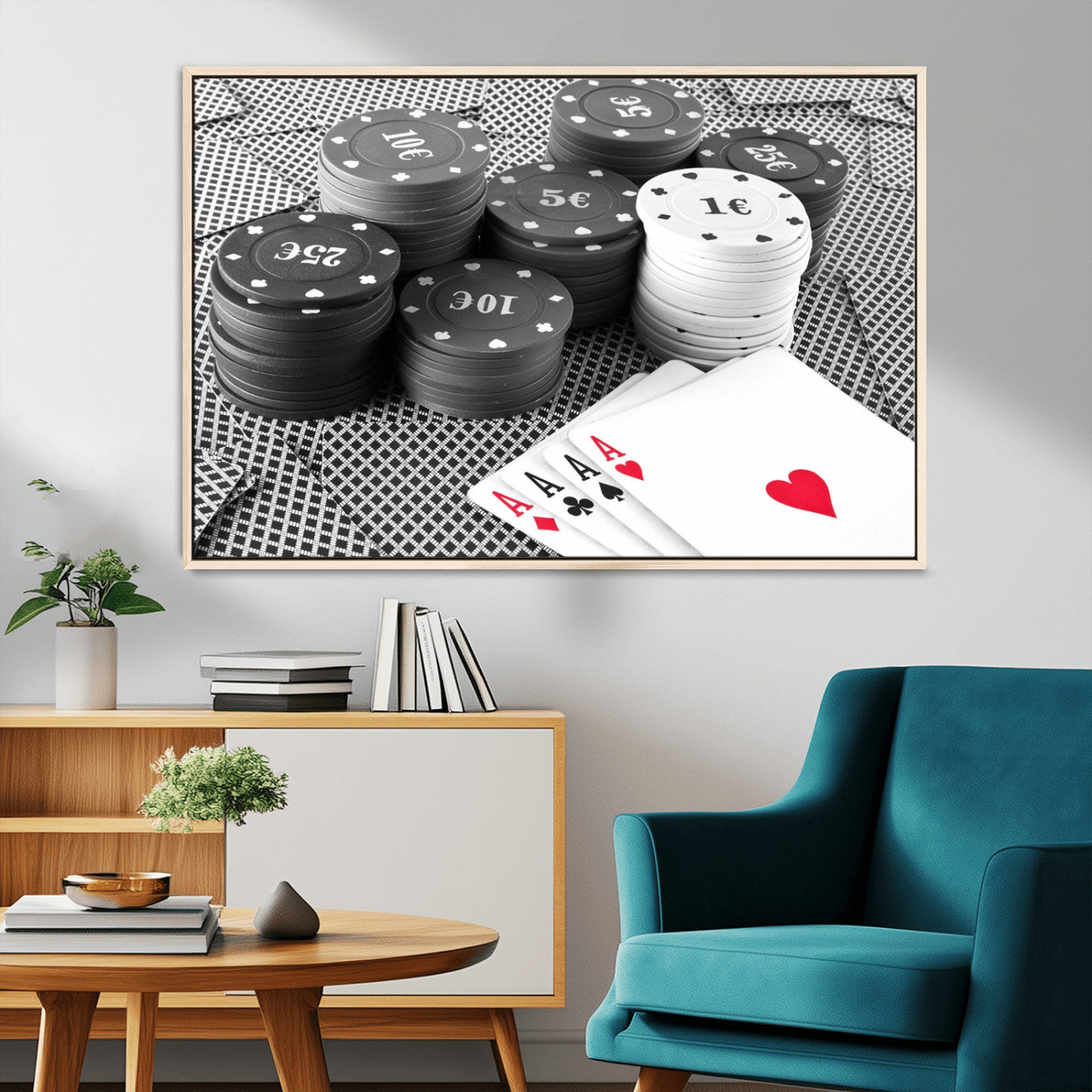 MGV-FC-36X24 - Poker Game Cards Wall Art Canvas, Multi Panel Wall Art Canvas Print