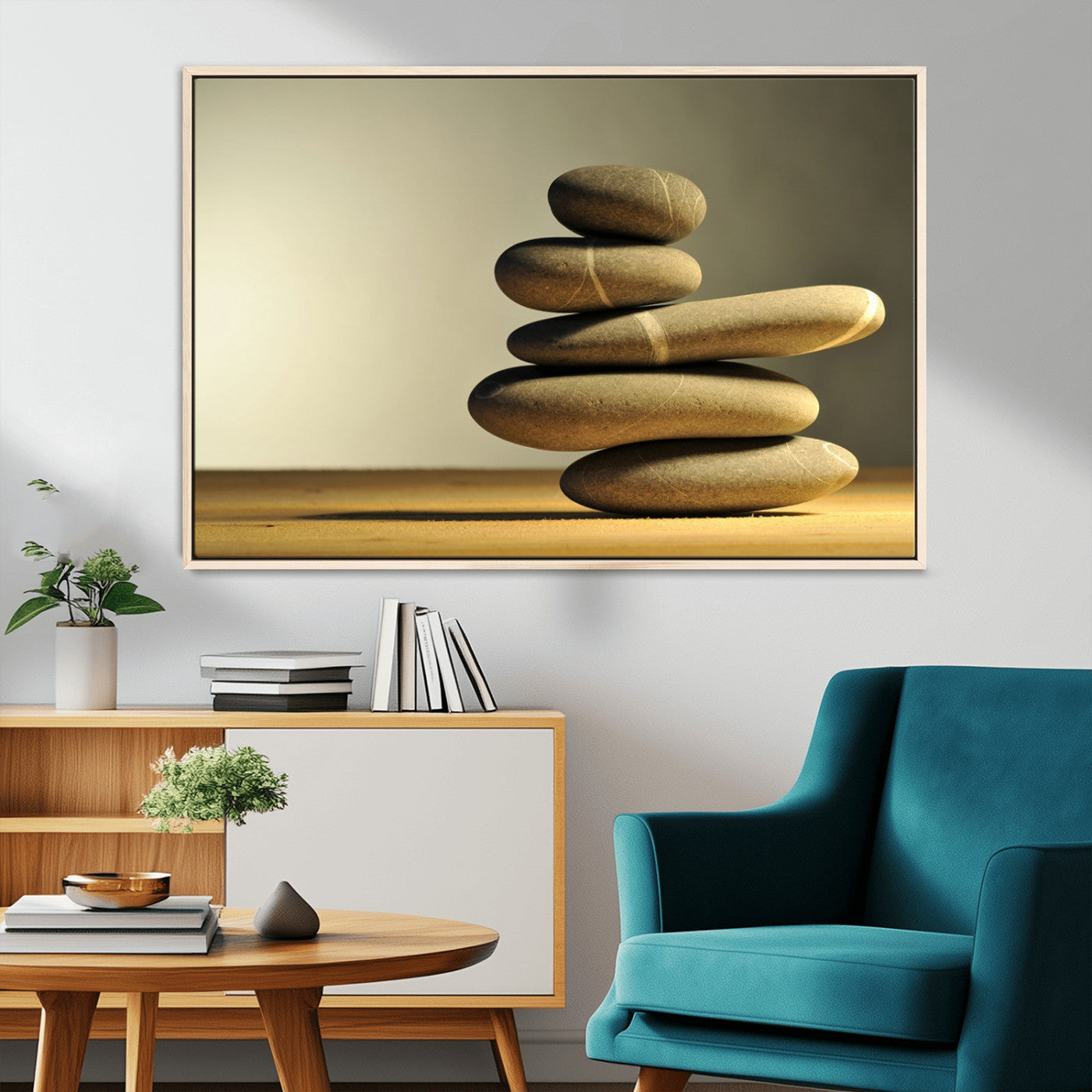 MGV-FC-36X24 - Fluvial Zen Stones Canvas Wall Art Print