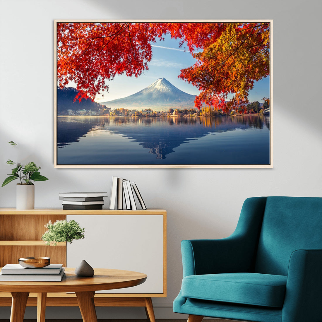 Mount Fuji Canvas Wall Art, Japan Autumn Mountain Canvas Print