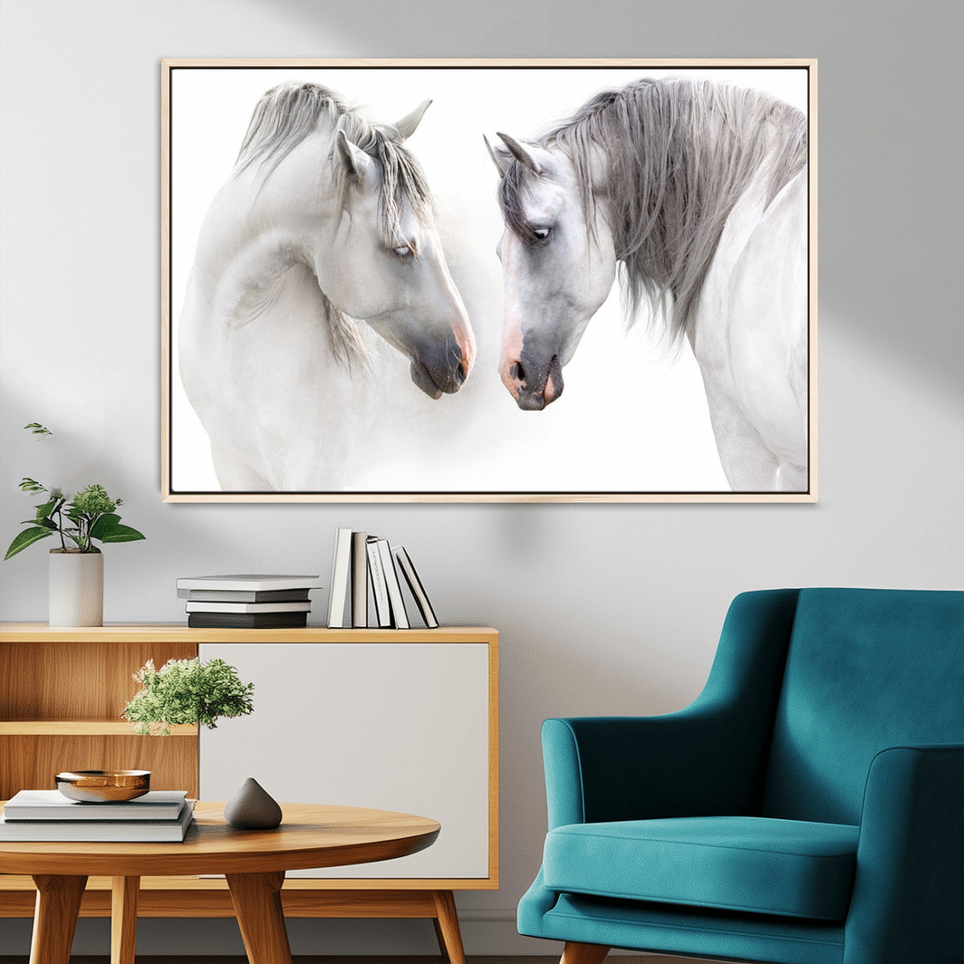 MGV-FC-36X24 - White Horse Wall Art Animal Canvas Print