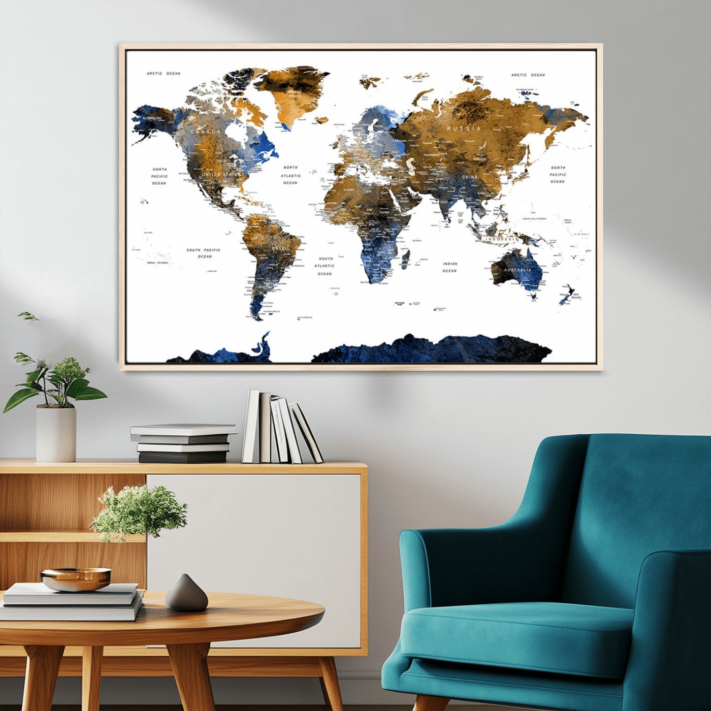 MGV-FC-36X24 - World Map Wall Art Canvas Print for Home and Office Decor