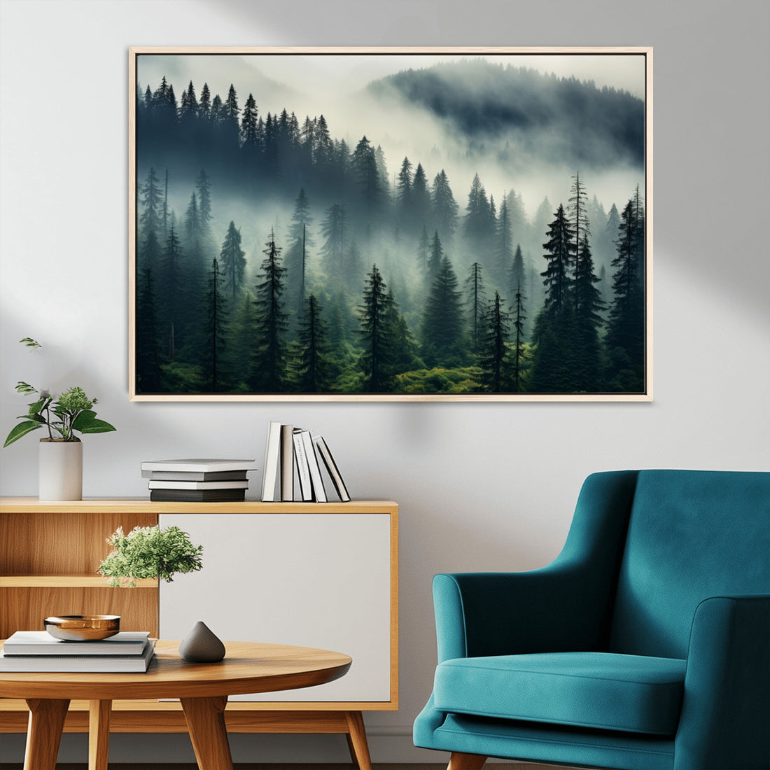 Captivating Misty Forest Wall Art, Foggy and Serene Atmosphere Canvas Print