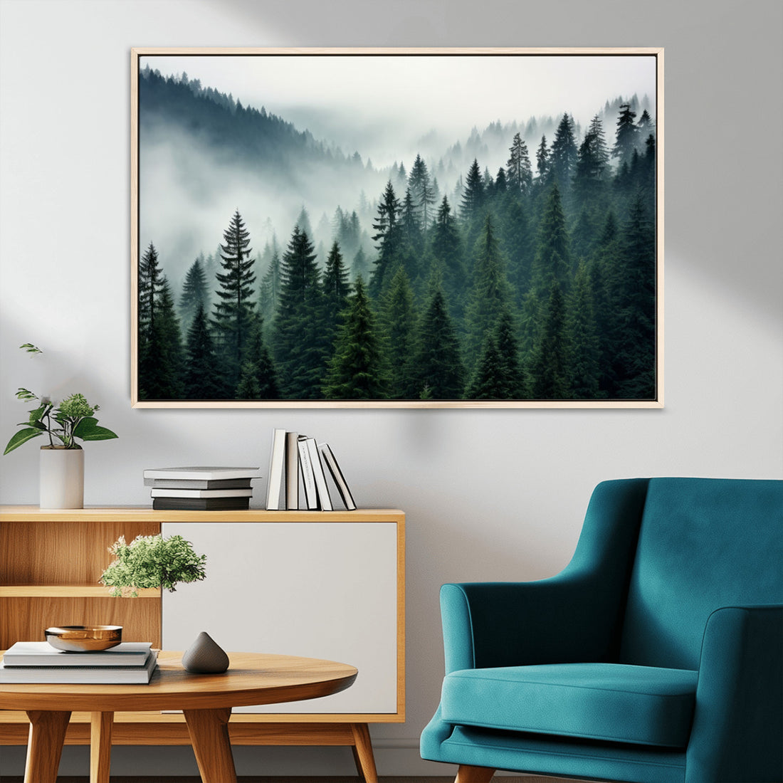 Captivating Misty Forest Wall Art Premium Canvas Print, Foggy and Serene Atmosphere Canvas