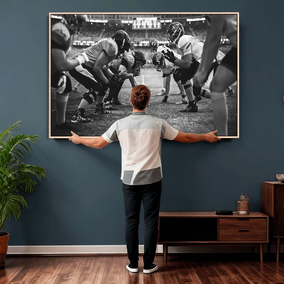13273-MGV-CV-36X24 - American Football Wall Art Canvas Print Framed Stadium Sport