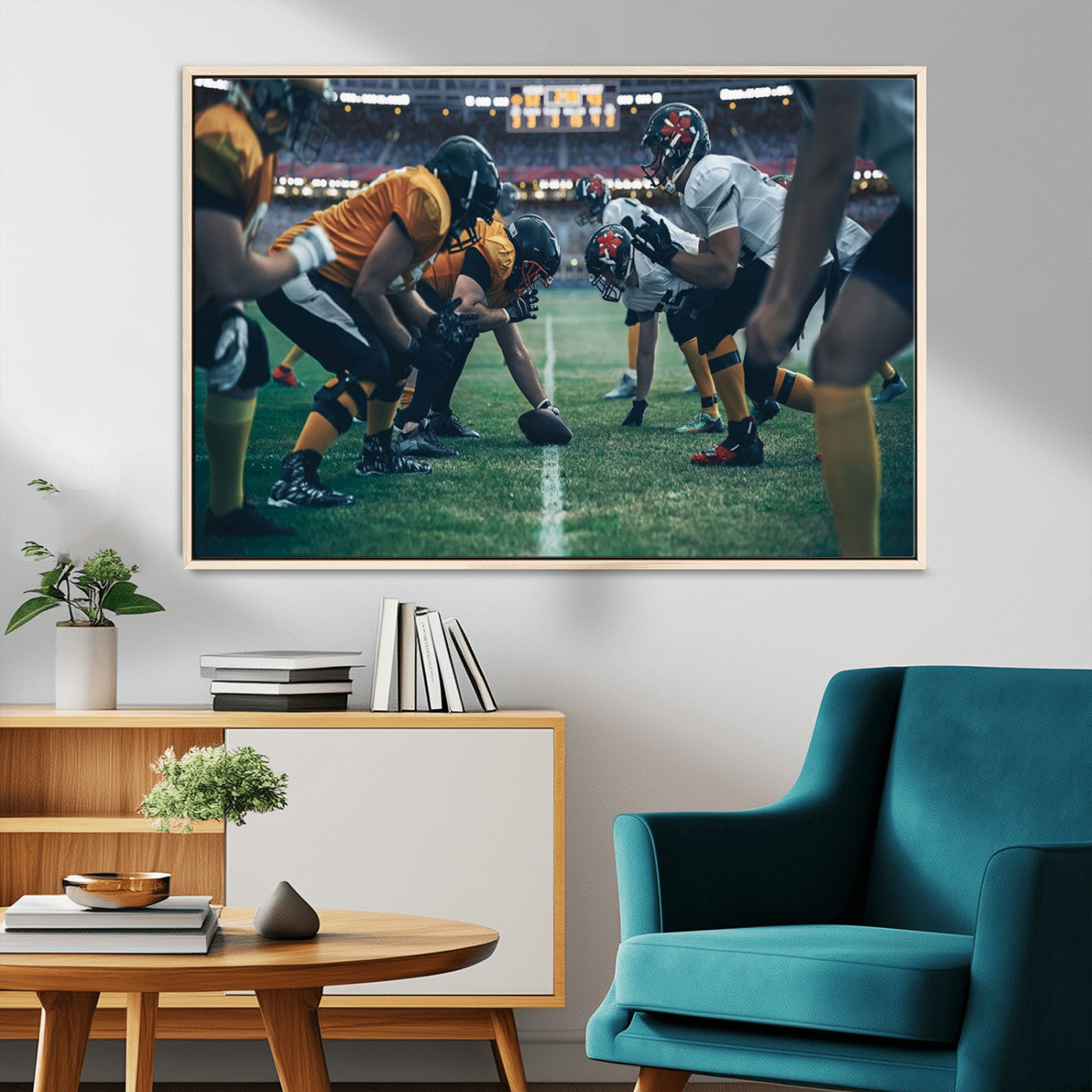 -American Football Playing Wall Art Canvas Print