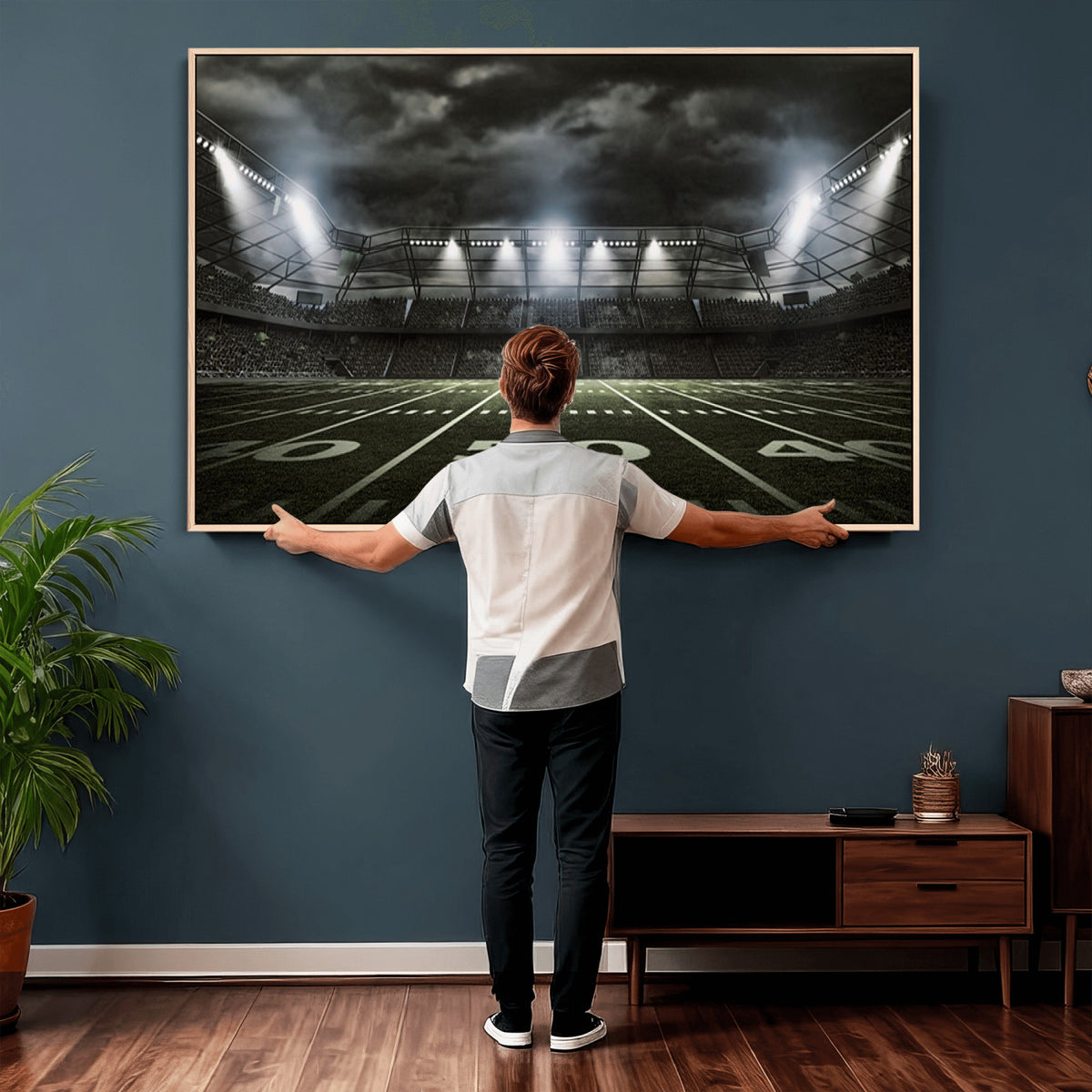 90107-MGV-CV-36X24 - American Football Stadium Wall Art Canvas Print, Stadium Sport Wall Art Print