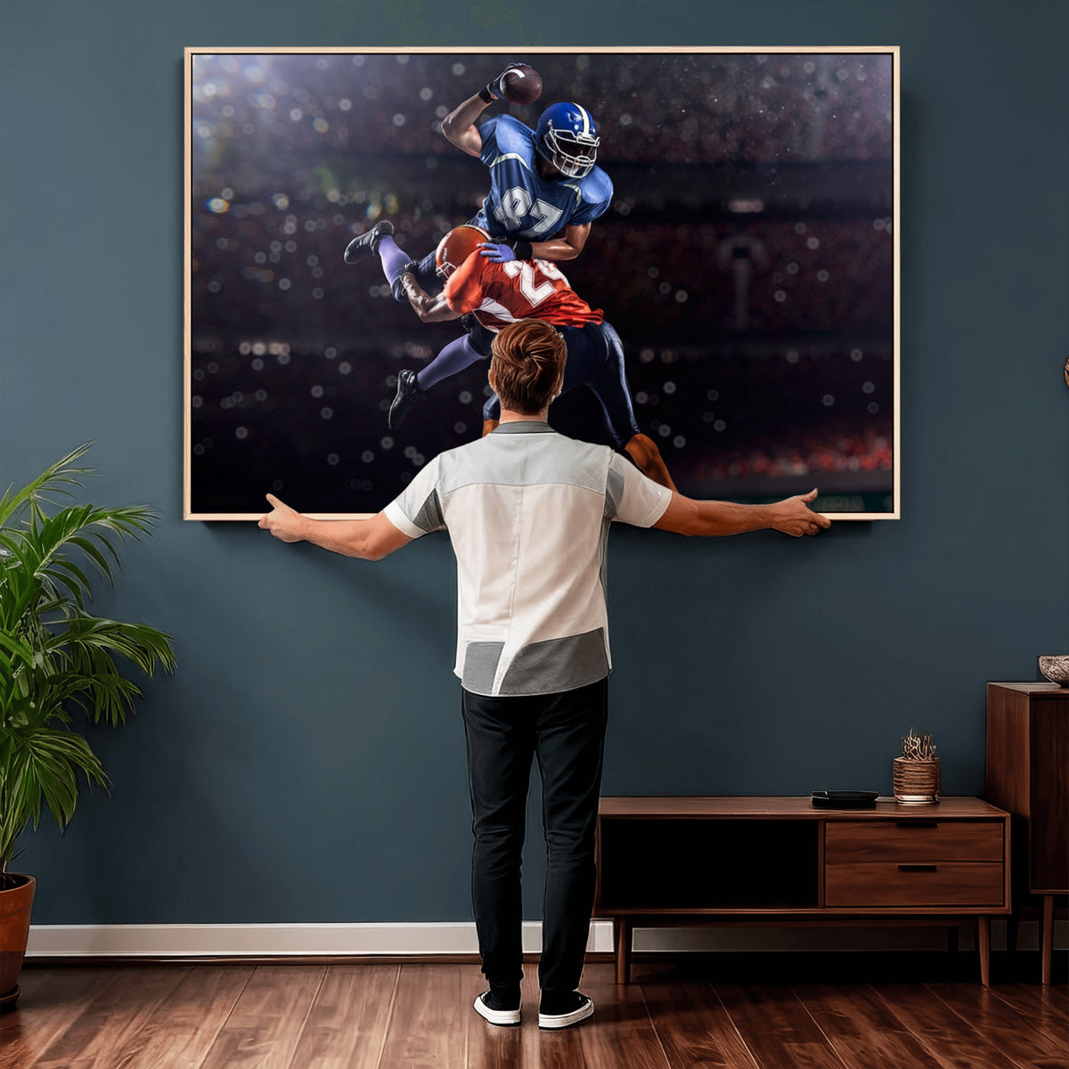 76491-MGV-CV-36X24 - American Football Wall Art Canvas Print, Stadium Sport Wall Art Print