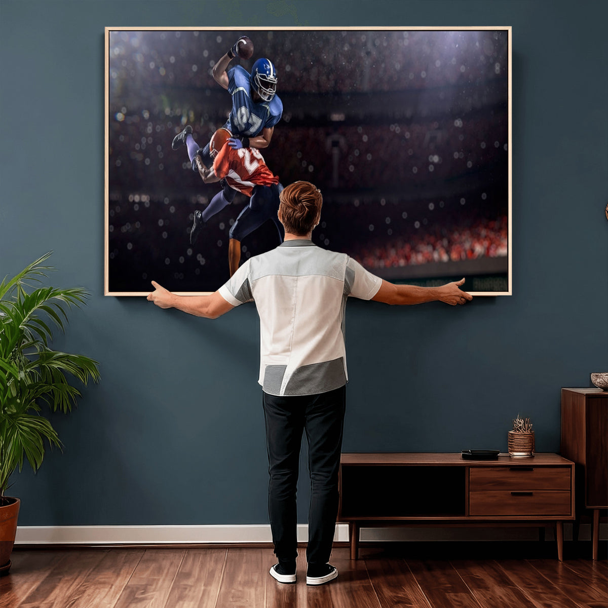 68009-MGV-CV-36X24 - American Football Wall Art Canvas Print, Stadium Sport Wall Art Print