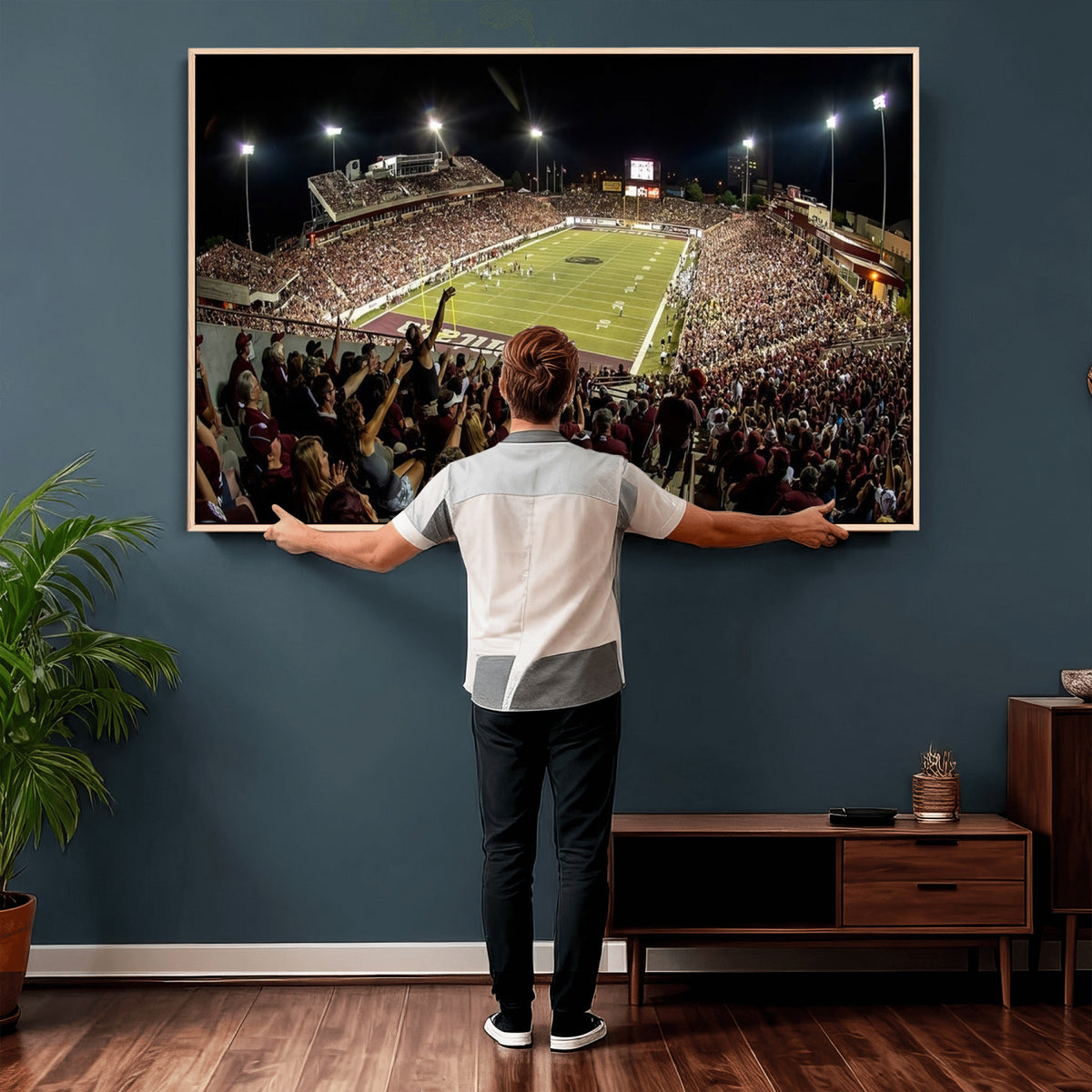 94126-MGV-CV-36X24 - Washington-Grizzly Stadium Canvas Wall Art | Exciting Game Night Atmosphere in Panoramic View