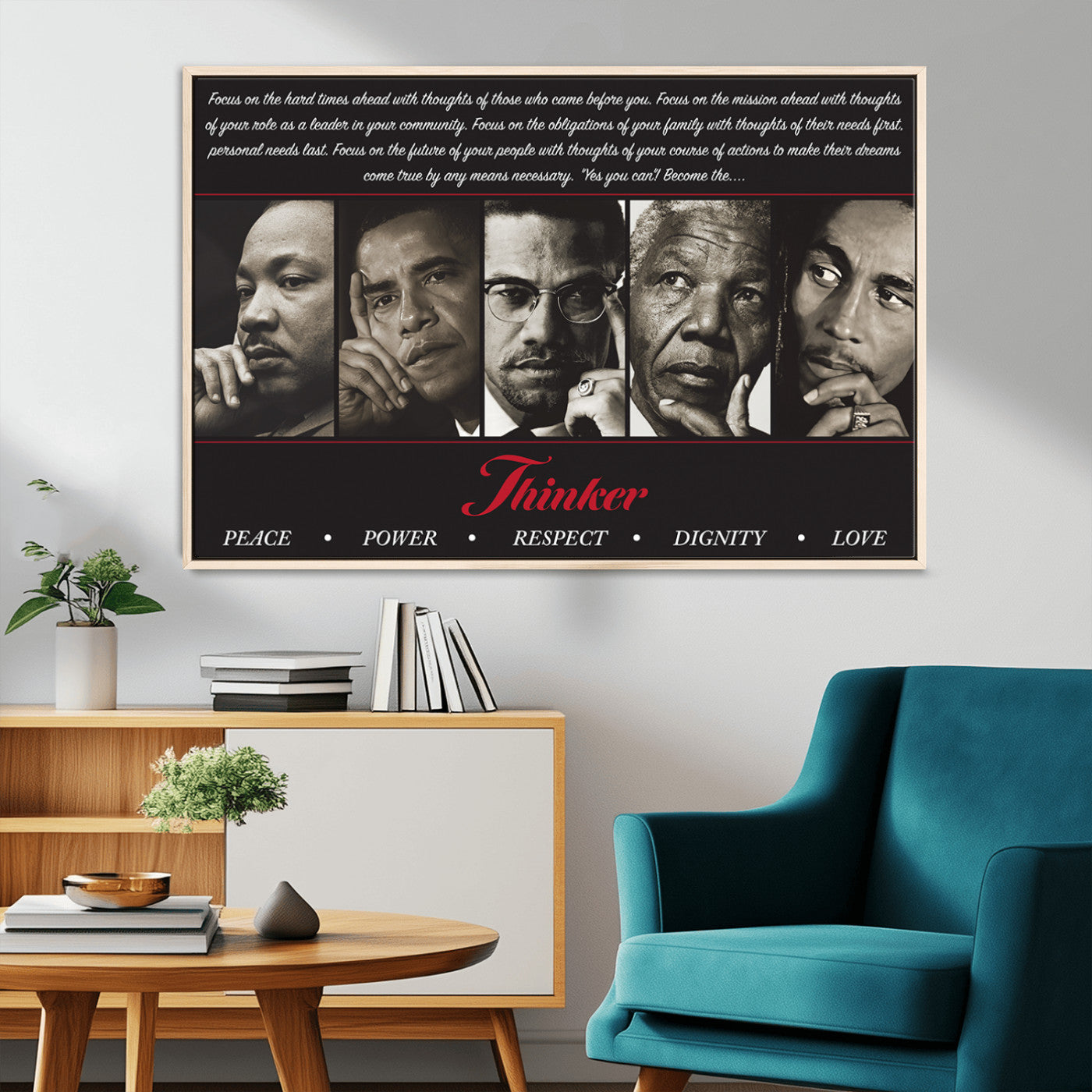 MGV-FC-36X24 - Thinkers of Wall Art Canvas Print - Inspirational Wall Art Featuring Icons of Peace, Power, and