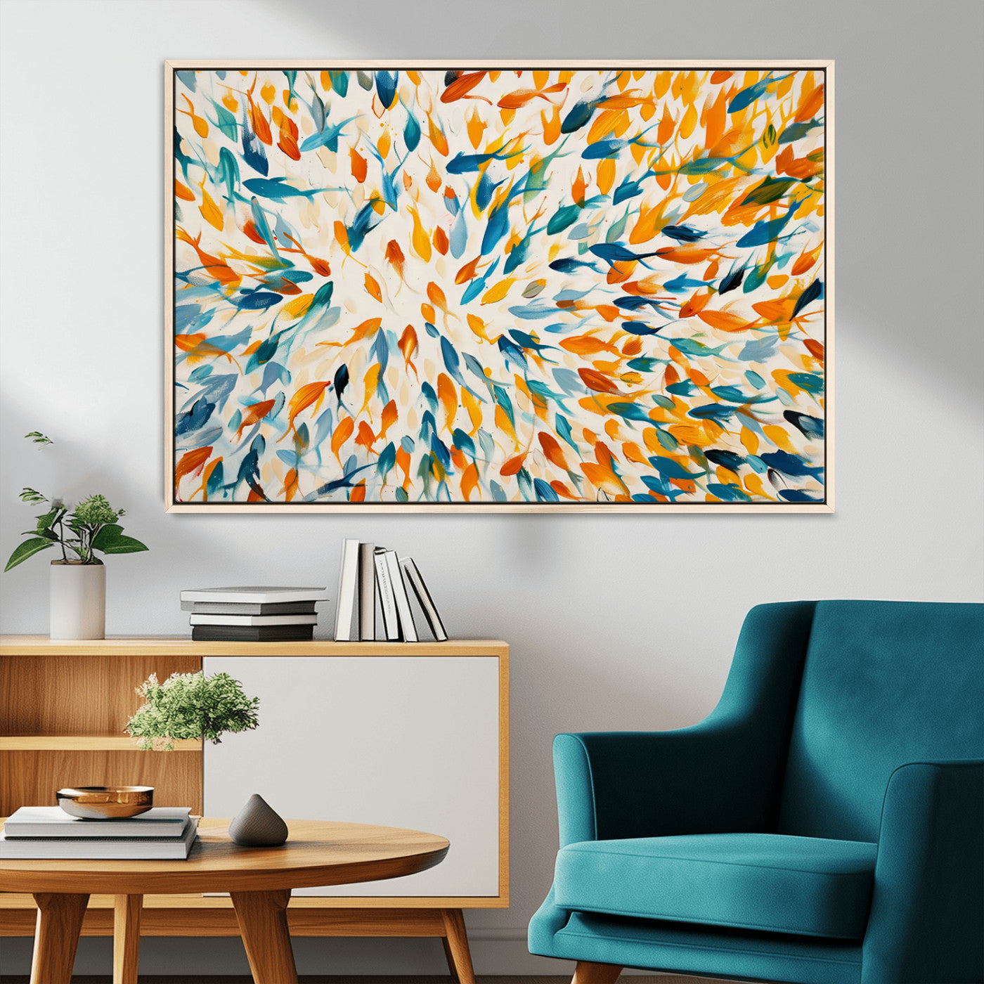 -Colorful Fish Wall Art Print – Abstract Ocean-Inspired Wall Art for Modern Spaces | Framed Canvas,