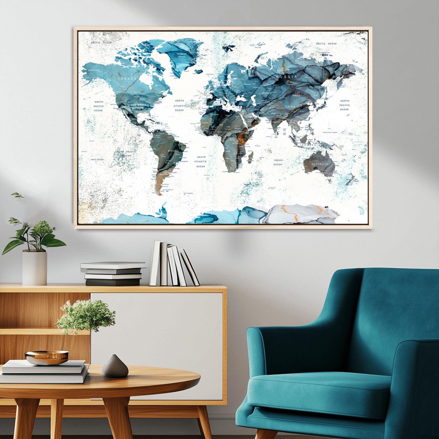 MGV-FC-36X24 - Push Pin World Map Canvas Print – Framed Wall Art for Couples to Track Their Travels – Anniversary