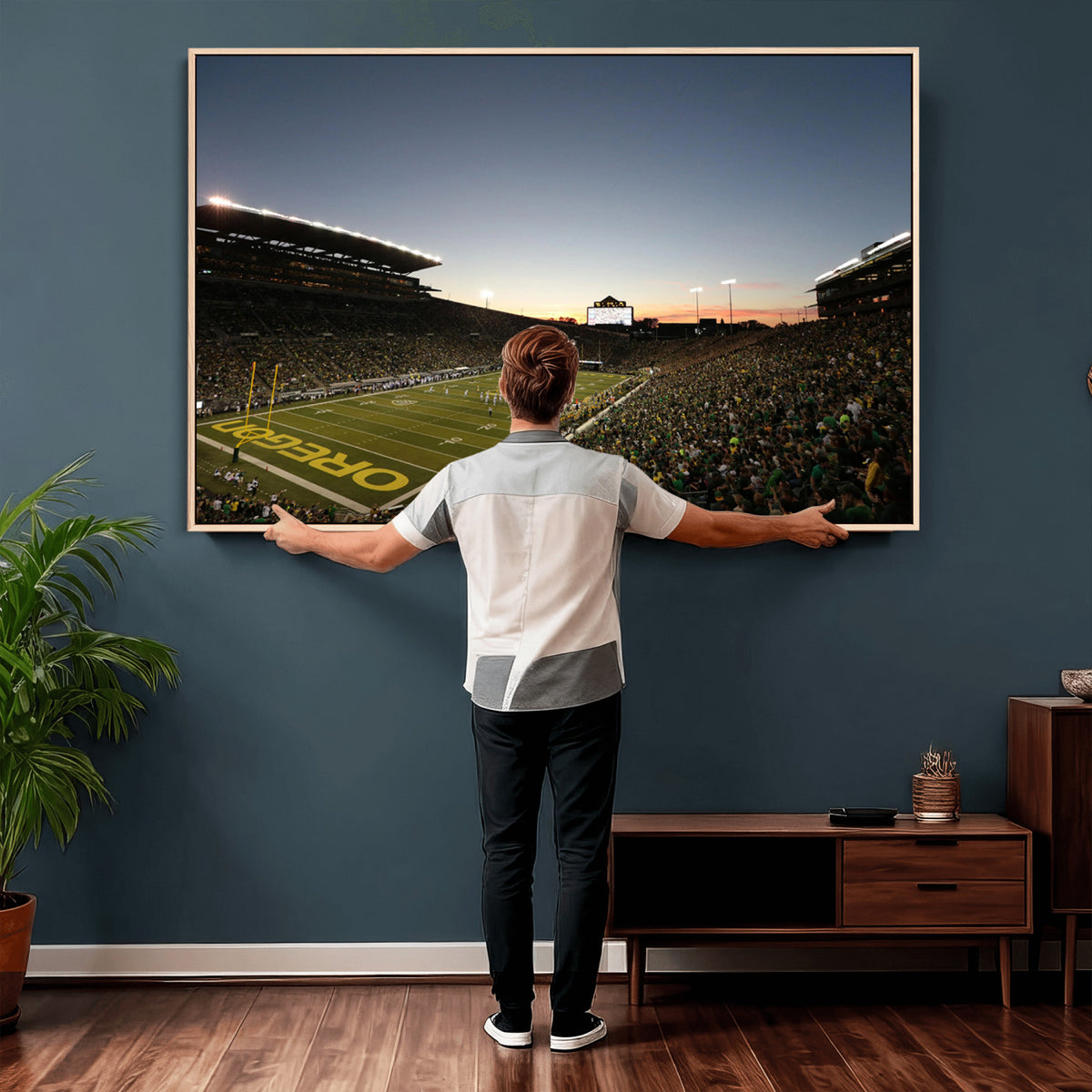 21429-MGV-CV-36X24 - Oregon Ducks Football Team Print - Eugene Autzen Stadium Wall Art Canvas Print