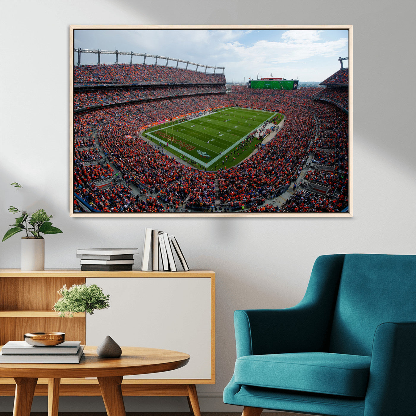 MGV-FC-36X24 - Denver Broncos Football Team Print - Empower Field Mile High Stadium Wall Art Canvas Print