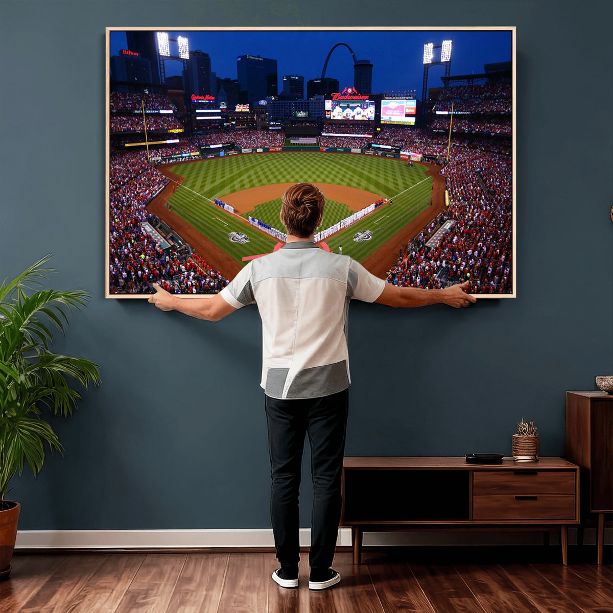 11925-MGV-CV-36X24 - St. Louis Cardinals Baseball Team Print, Busch Stadium Wall Art