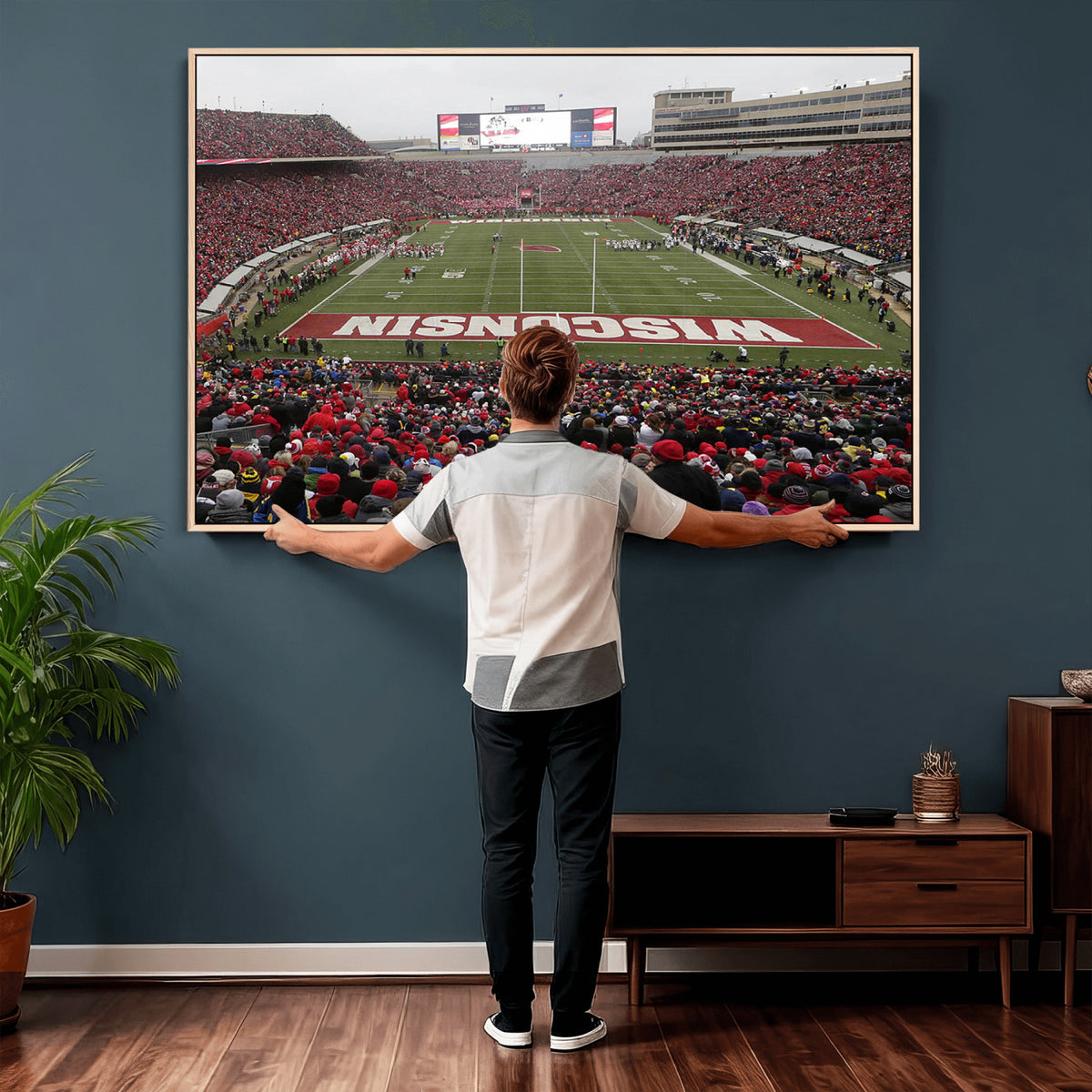 23461-MGV-CV-36X24 - Wisconsin Badgers Team Print Canvas, Madison Camp Randall Stadium Wall Art