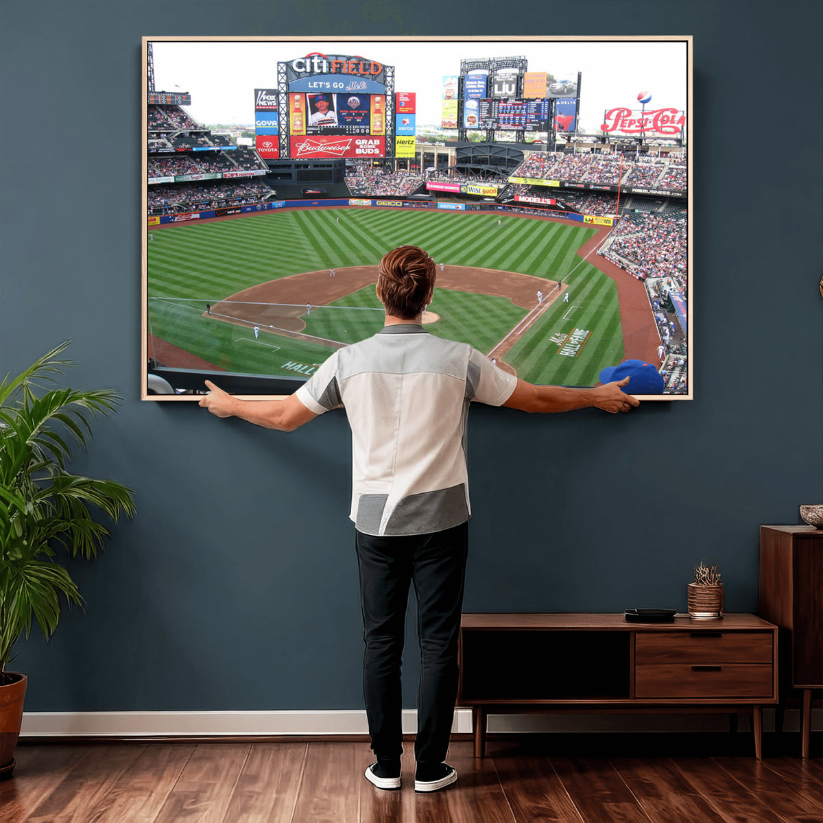 64829-MGV-CV-36X24 - New York Mets Baseball Team Print, Citi Field Baseball Stadium Wall Art