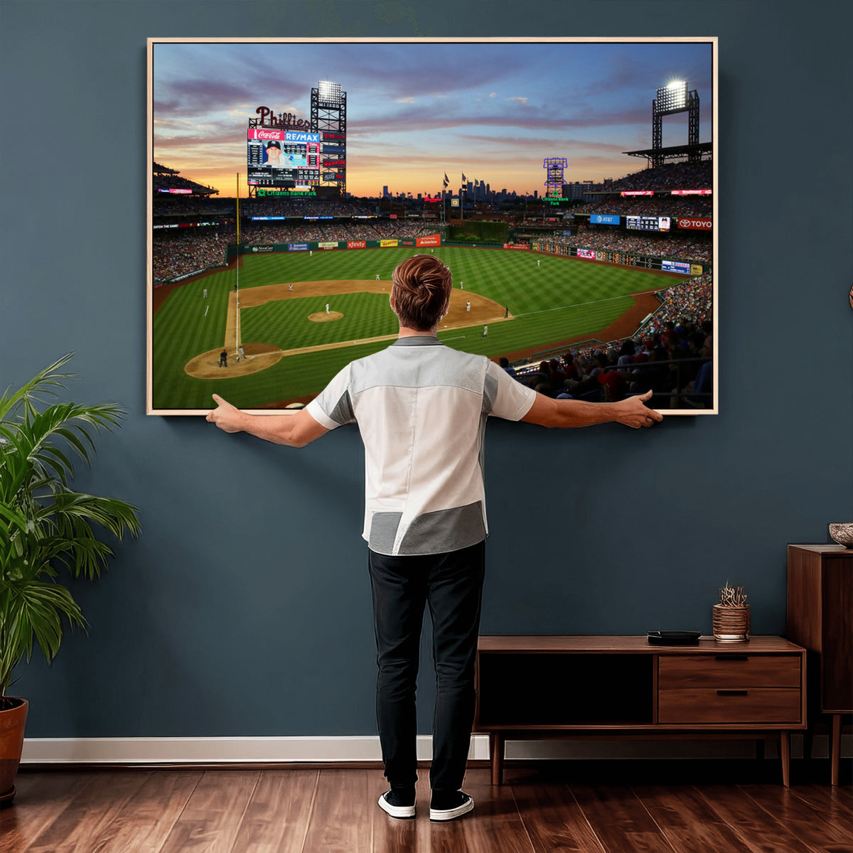 13778-MGV-CV-36X24 - Citizens Bank Park Philadelphia Phillies Wall Art Canvas | 3-Panel Canvas Print of Phillies Stadium