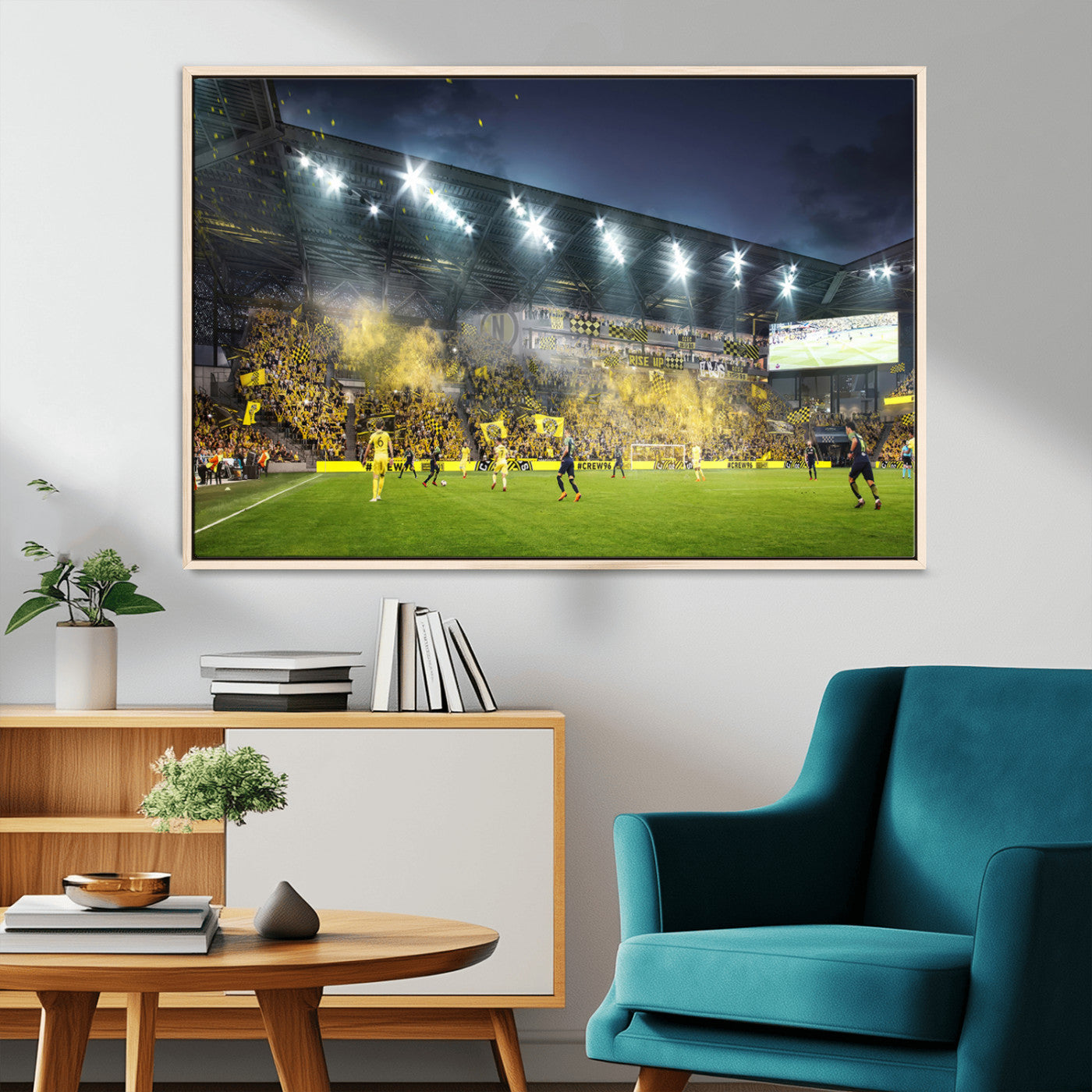 MGV-FC-36X24 - Columbus Crew Stadium Match Triple Canvas Wall Art - Dynamic MLS Game Scene Canvas Wall Art