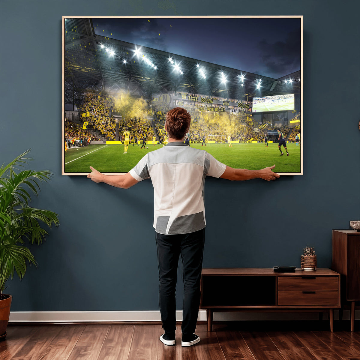 65820-MGV-CV-36X24 - Columbus Crew Stadium Match Triple Canvas Wall Art - Dynamic MLS Game Scene Canvas Wall Art