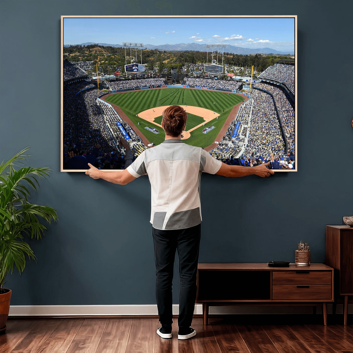 20436-MGV-CV-36X24 - Los Angeles Dodgers Dodger Stadium Wall Art Canvas Print, Framed and Ready to Hang