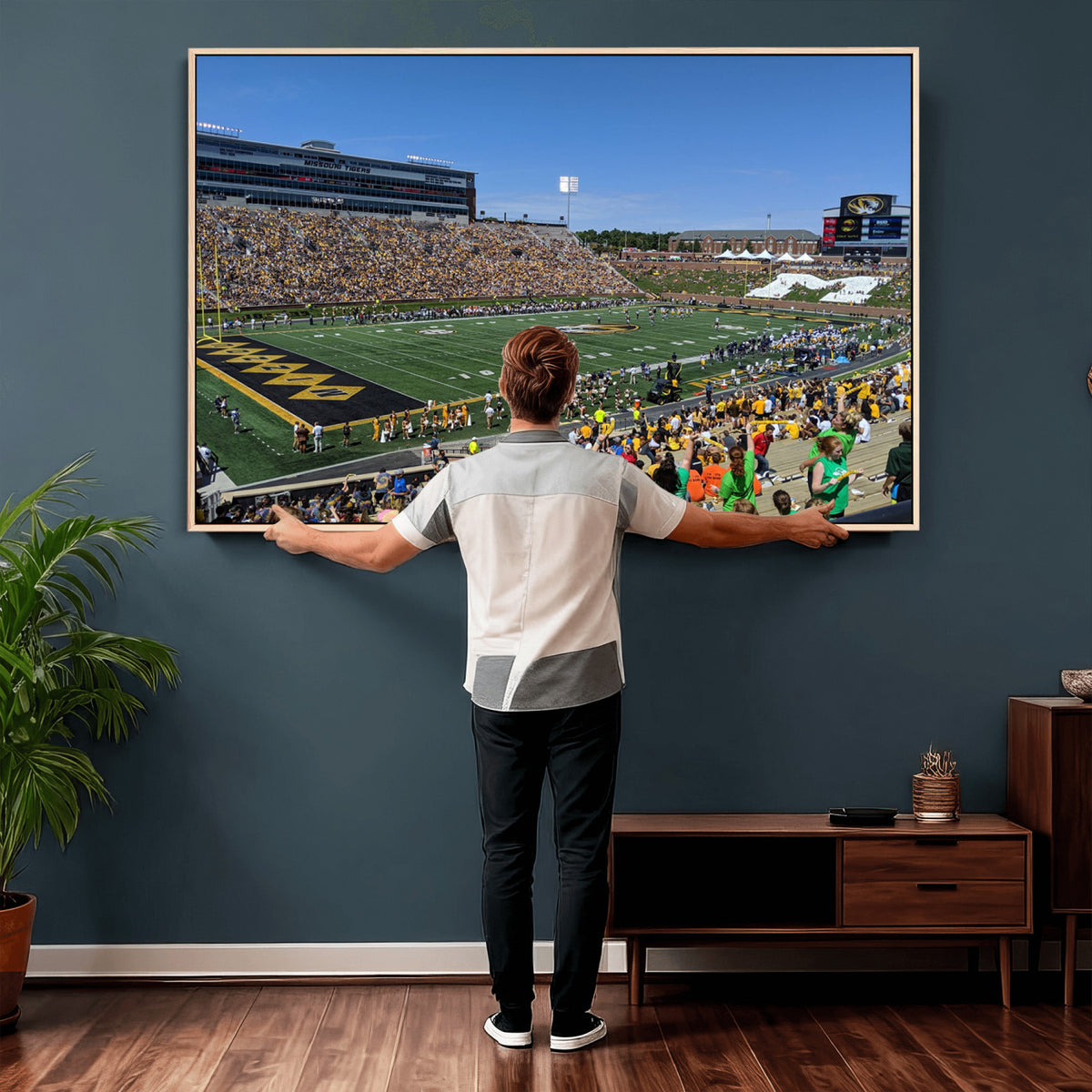 38399-MGV-CV-36X24 - University of Missouri Tigers Football Team Print, Columbia Faurot Field Memorial Stadium Wall Art