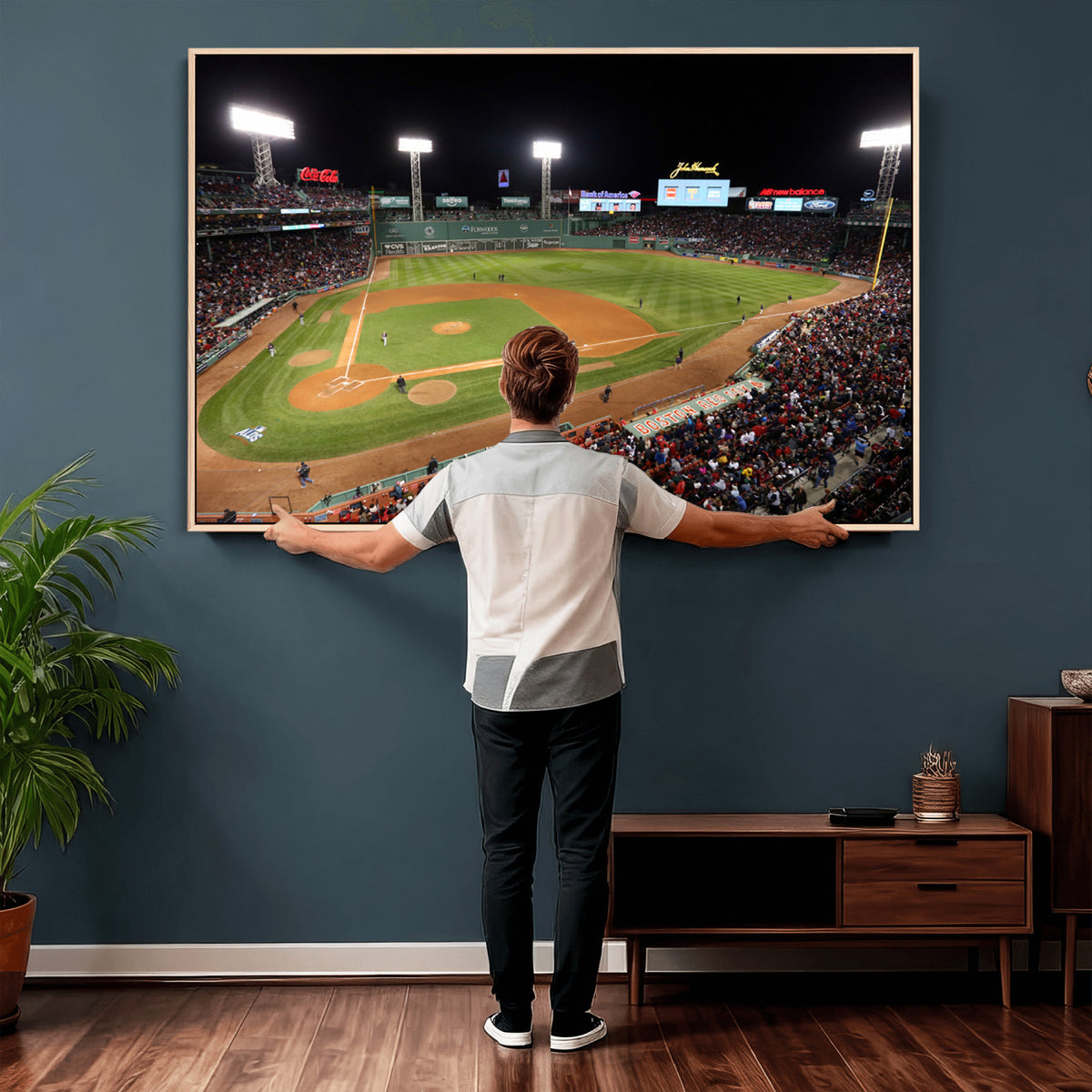 41158-MGV-CV-36X24 - Boston Red Sox Baseball Team Print, Massachusetts Fenway Park Stadium Wall Art