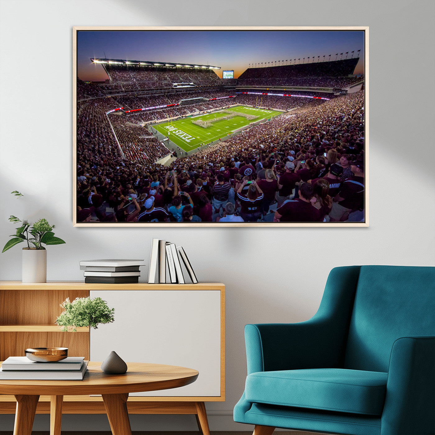 MGV-FC-36X24 - Texas A&M University Aggies Football Team Print - College Station Kyle Field Stadium Wall Art Canvas