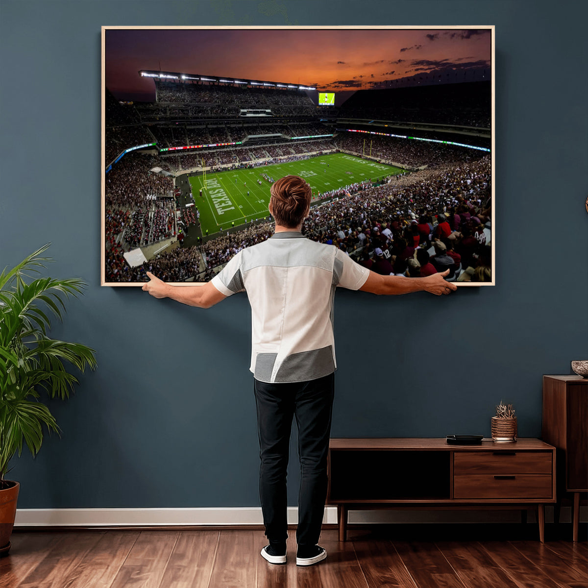 45603-MGV-CV-36X24 - Texas A&M University Aggies Football Team Print, College Station Kyle Field Stadium Wall Art