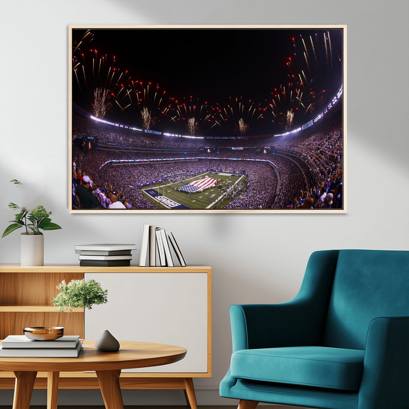 MGV-FC-36X24 - New York Giants Football Team Print - East Rutherford MetLife Stadium Wall Art Canvas Print
