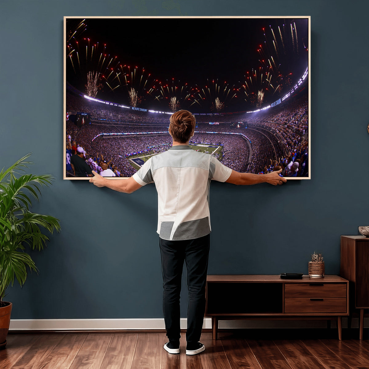 56360-MGV-CV-36X24 - New York Giants Football Team Print, East Rutherford MetLife Stadium Wall Art
