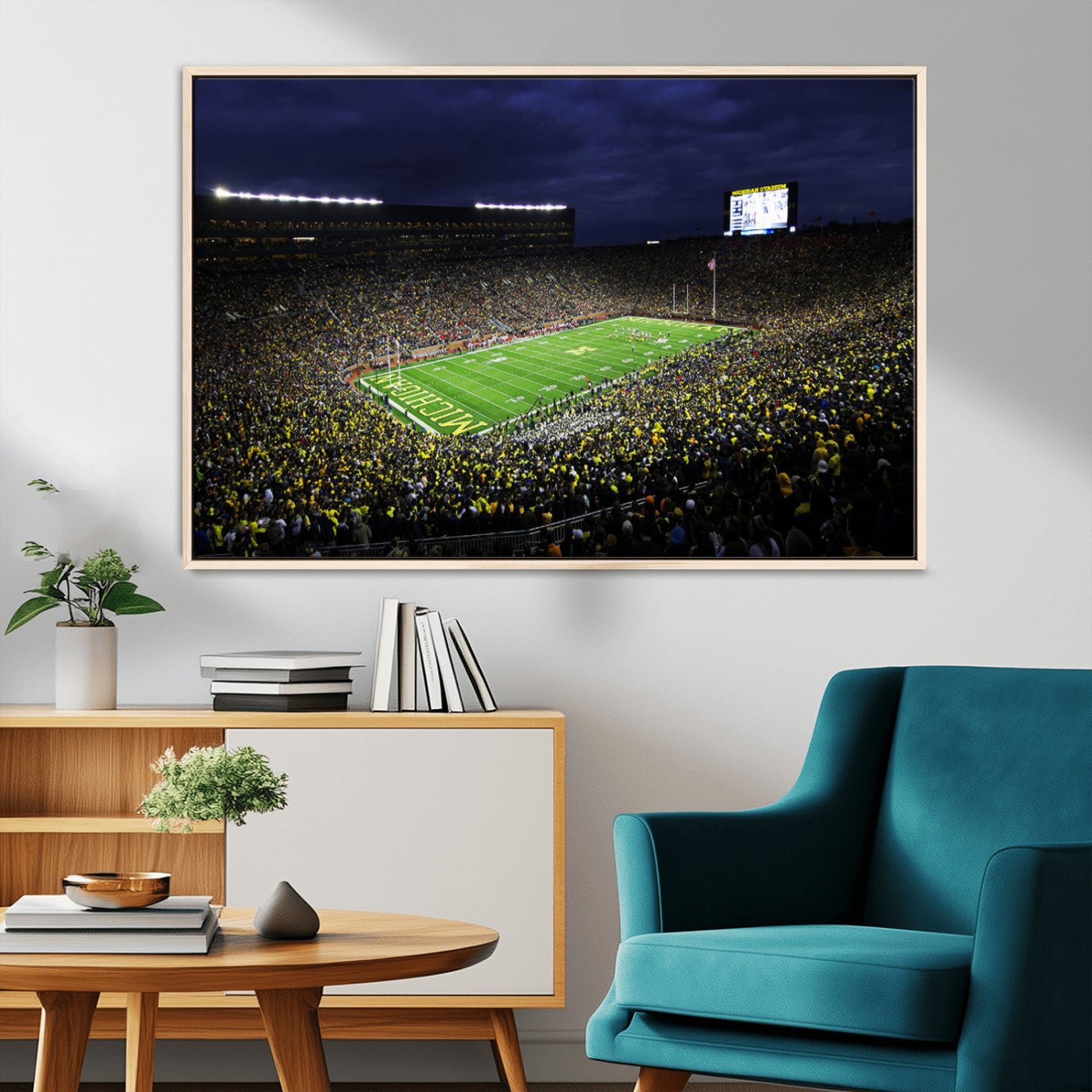 MGV-FC-36X24 - Michigan Wolverines Football Canvas Wall Decor, Football Team Print - Ann Arbor Michigan Stadium