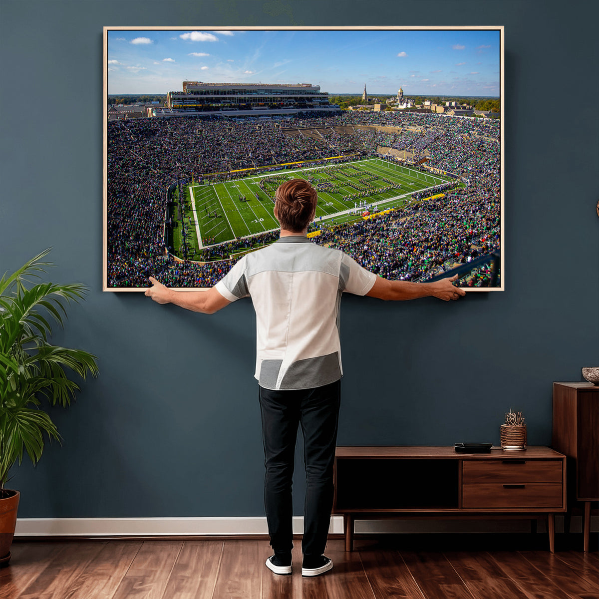 50114-MGV-CV-36X24 - Notre Dame Fighting Irish Football Team Print, Notre Dame Stadium Wall Art