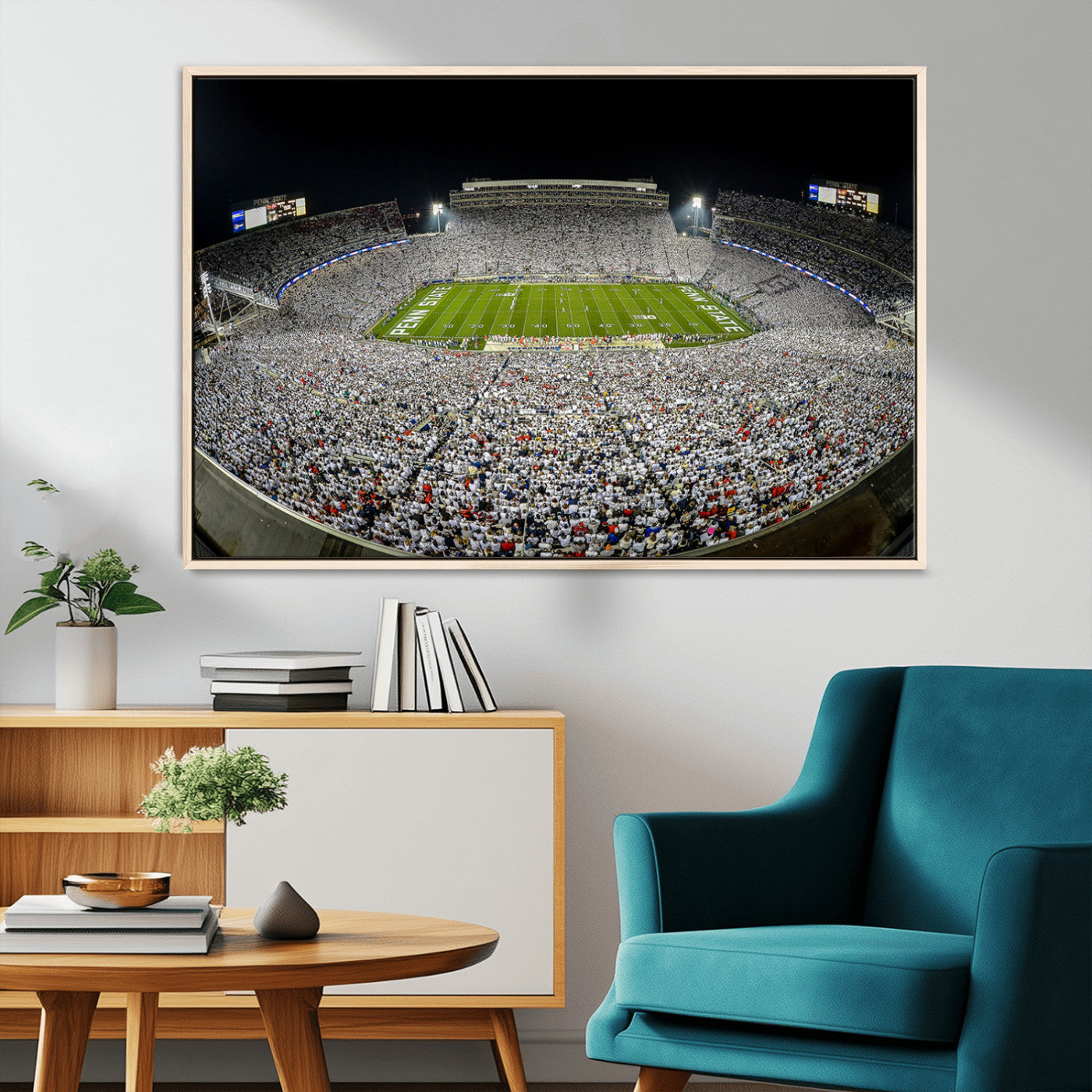 MGV-FC-36X24 - Beaver Stadium Night Game Triple Canvas Wall Art - Penn State Nittany Lions Football Match