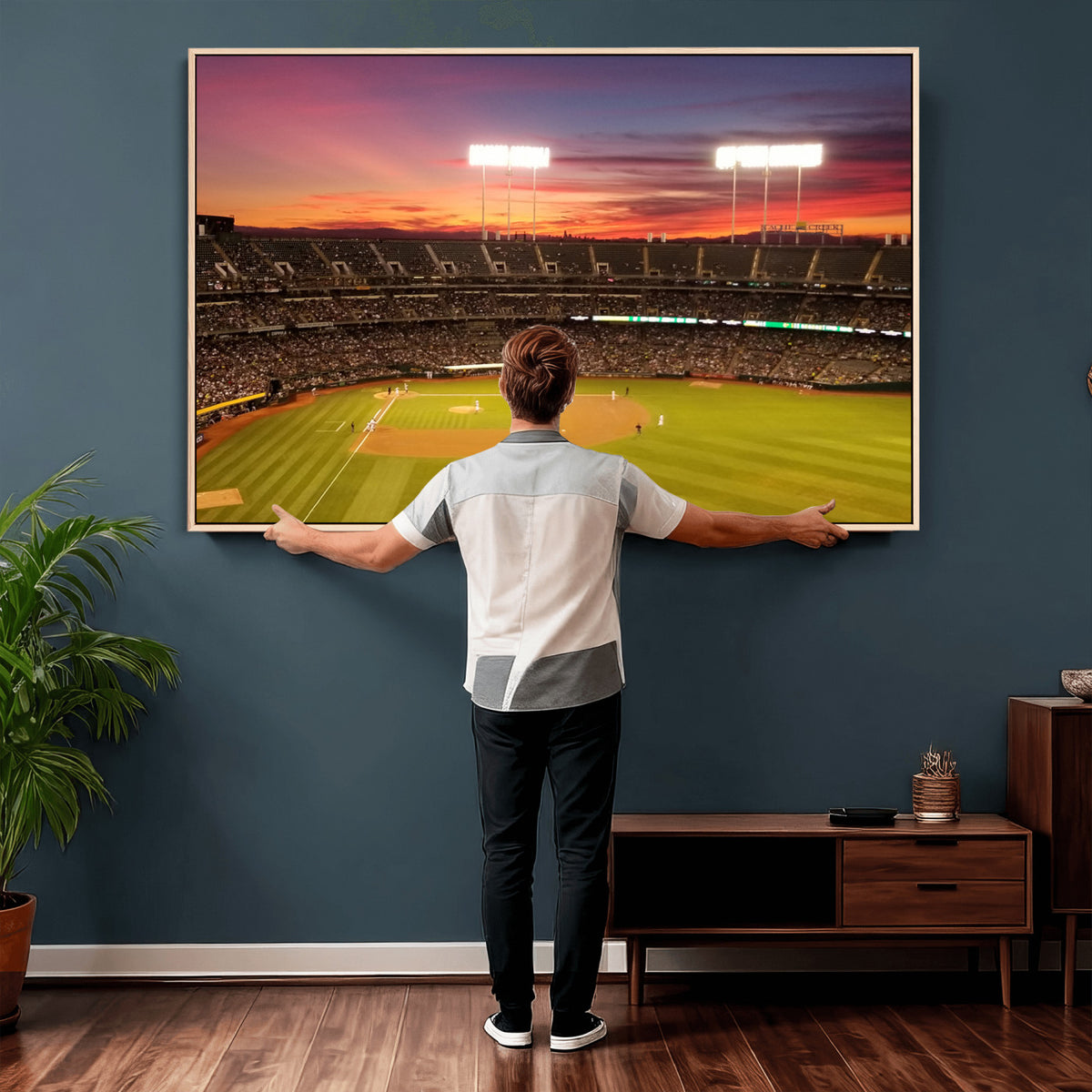 73718-MGV-CV-36X24 - Oakland Athletics Baseball Team Print, Oakland Coliseum