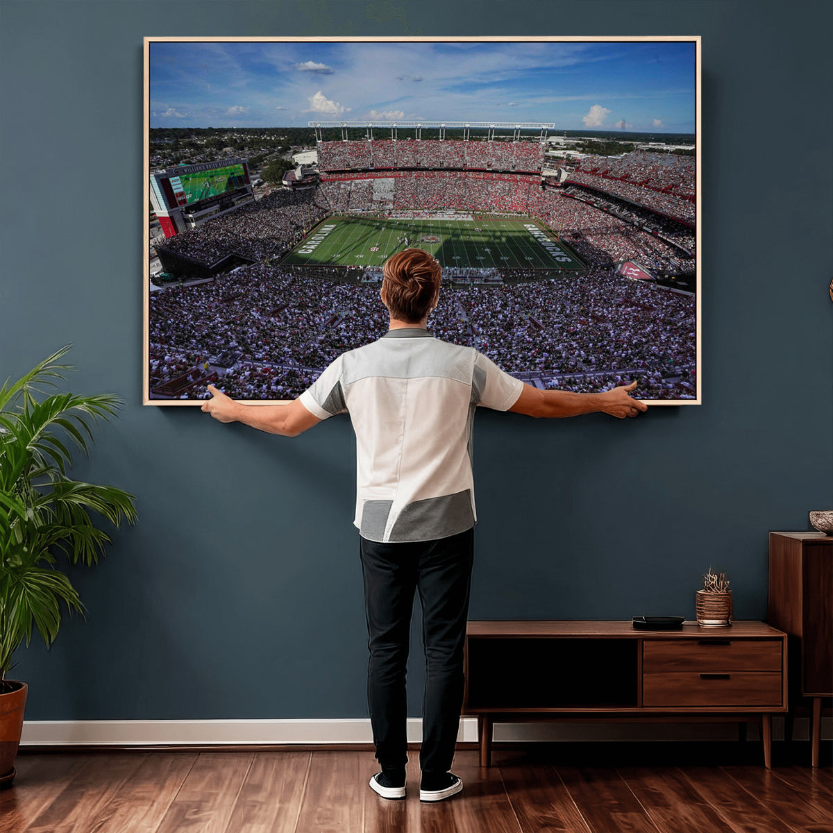 83382-MGV-CV-36X24 - South Carolina Gamecocks Football Team Print, Columbia Williams-Brice Stadium Wall Art