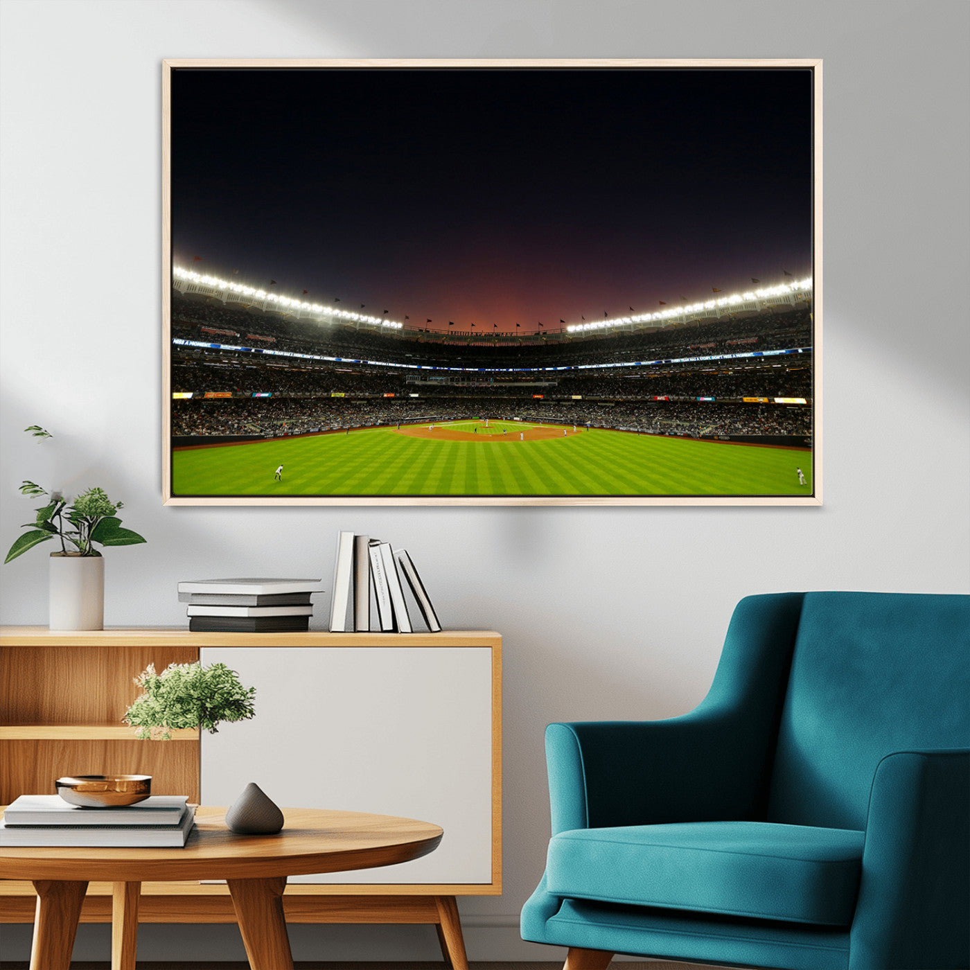 MGV-FC-36X24 - Yankee Stadium Night Game Triple Canvas, Yankee Stadium Canvas Wall Art - New York Yankees MLB Match