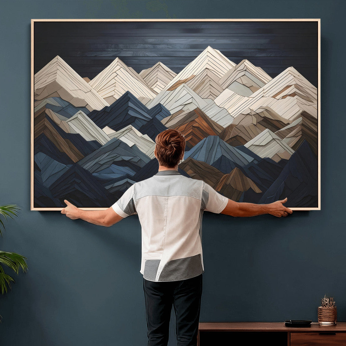 12896-MGV-CV-36X24 - Wood Mountain Wall Art | Mountain Canvas Print Wood Decor | Ready to Hang for Cabin Decor