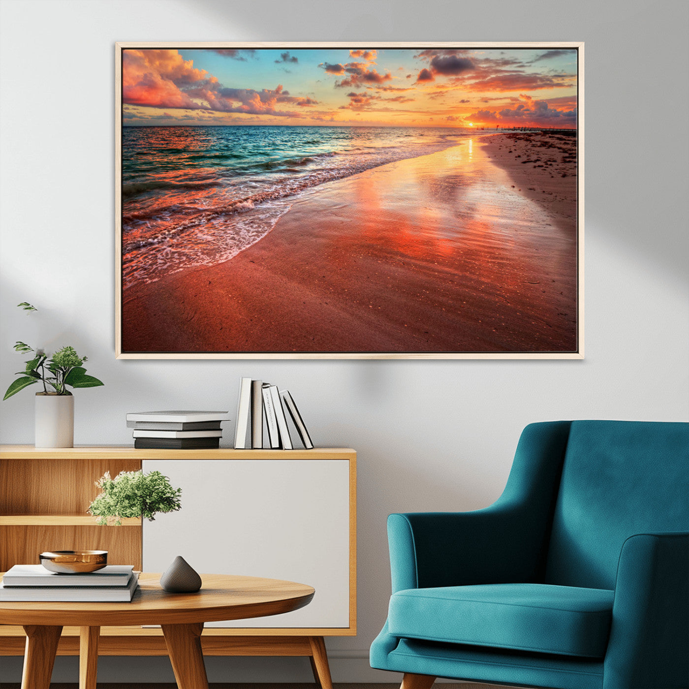 MGV-FC-36X24 - Sunset Beach Wall Art | Ocean Canvas Print | Coastal Wall Art | Tranquil Sunset Canvas Print