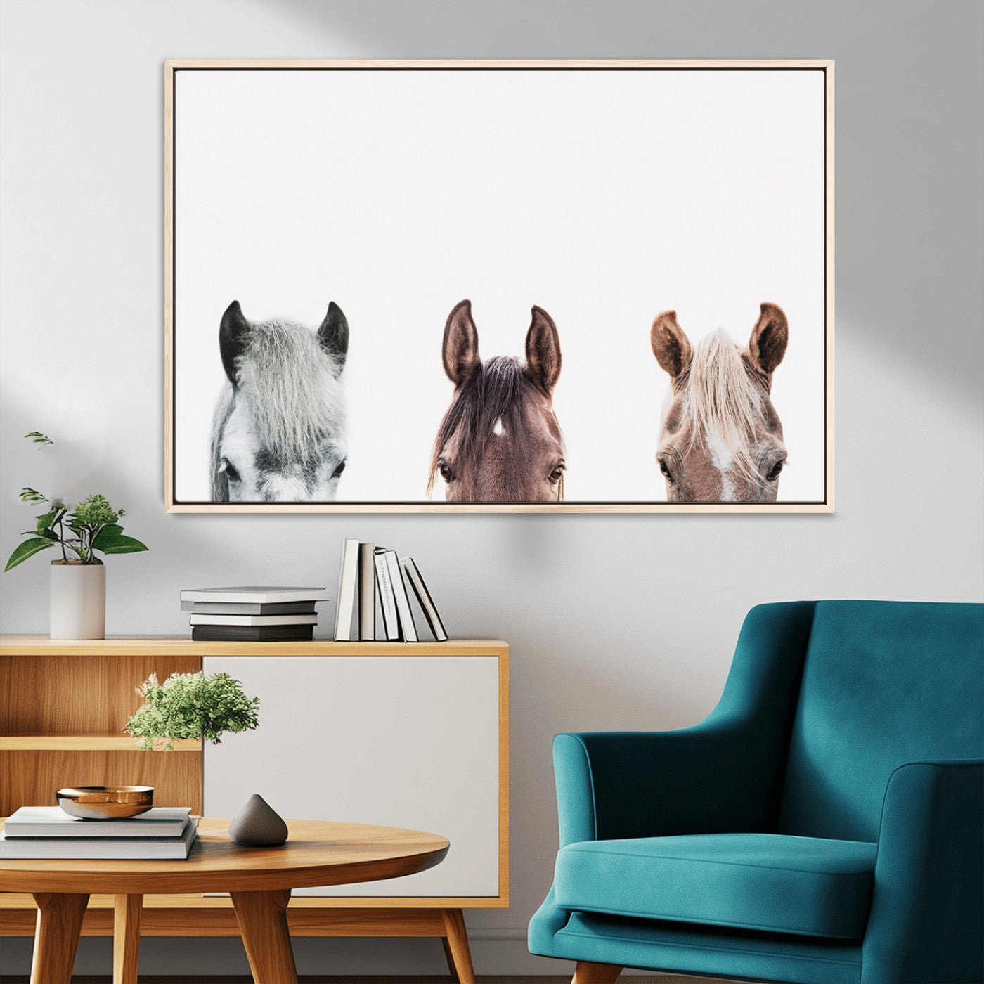 MGV-FC-36X24 - Horse Wall Art - Minimalist Horse Triptych Wall Art – Modern 3-Panel Giclée Canvas Featuring Horse