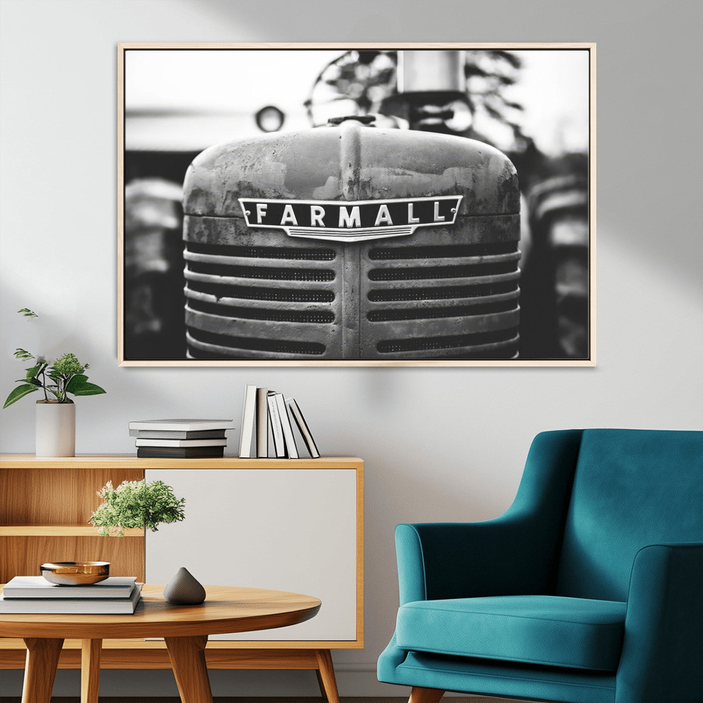 MGV-FC-36X24 - Vintage Farmall Tractor Wall Art Canvas Print, Rustic Farmhouse Decor Ready to Hang