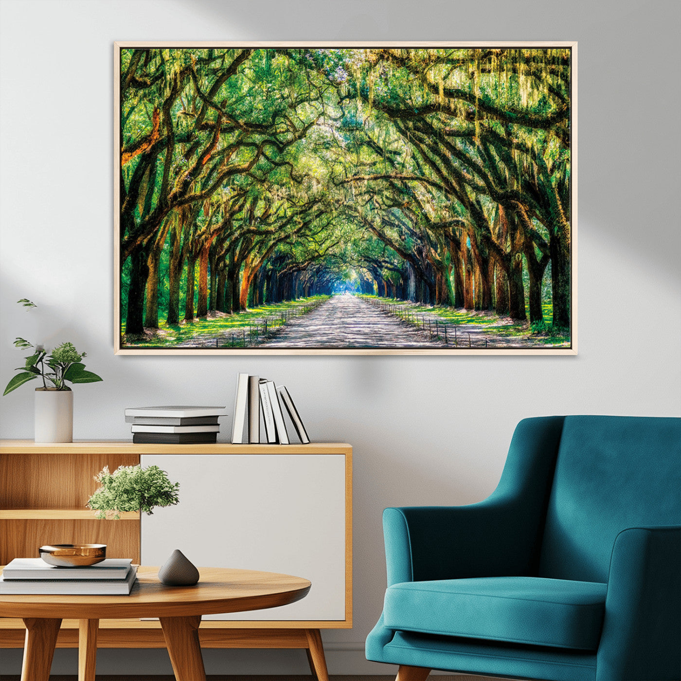 MGV-FC-36X24 - Serene Tree Tunnel Wall Art Canvas Print – Pathway Under Canopy of Lush Green Trees, Nature-Inspired