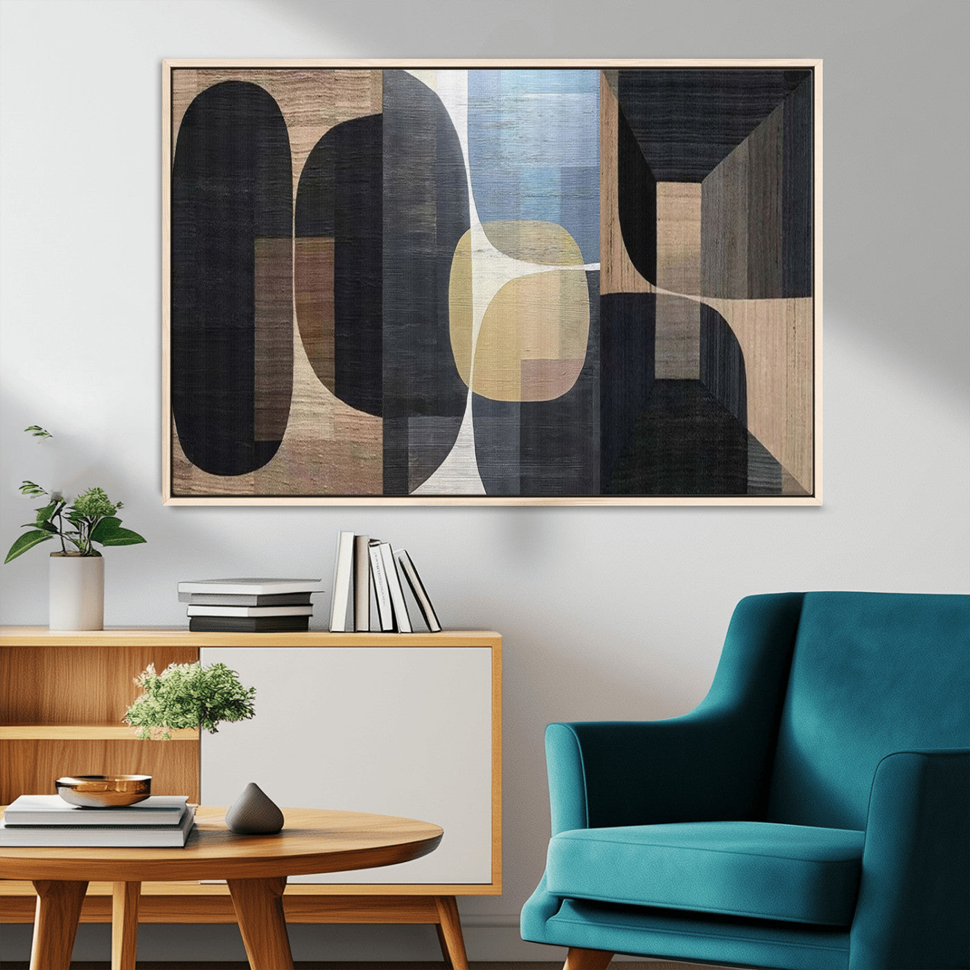 MGV-FC-36X24 - Minimalist Wabi Sabi Abstract Geometric Wall Art Canvas Print – Modern Minimalist Shapes – Ready to